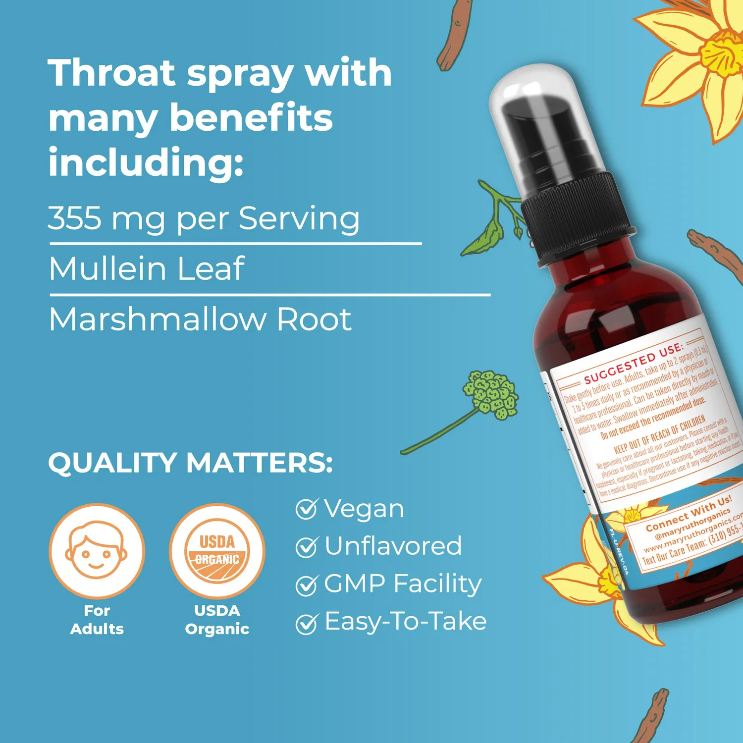 MaryRuth's Organic Throat Spray halsspray vanilje