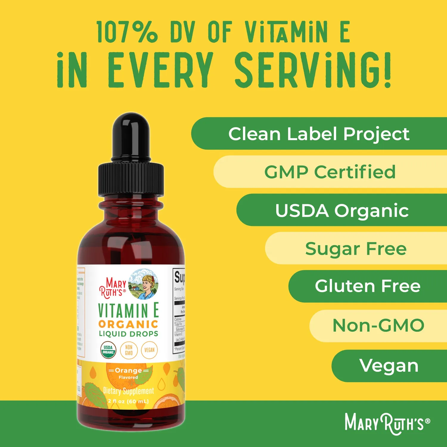 MaryRuth's Vitamin E dråper økologisk 60 doser