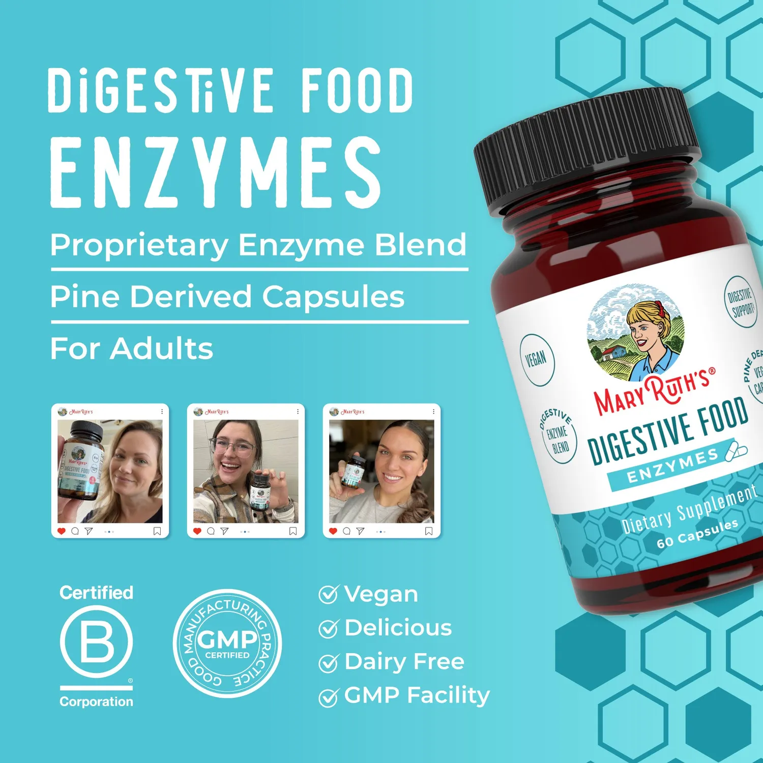 MaryRuth's Digestive Food Enzymes kapsler 60 stk enzymblanding