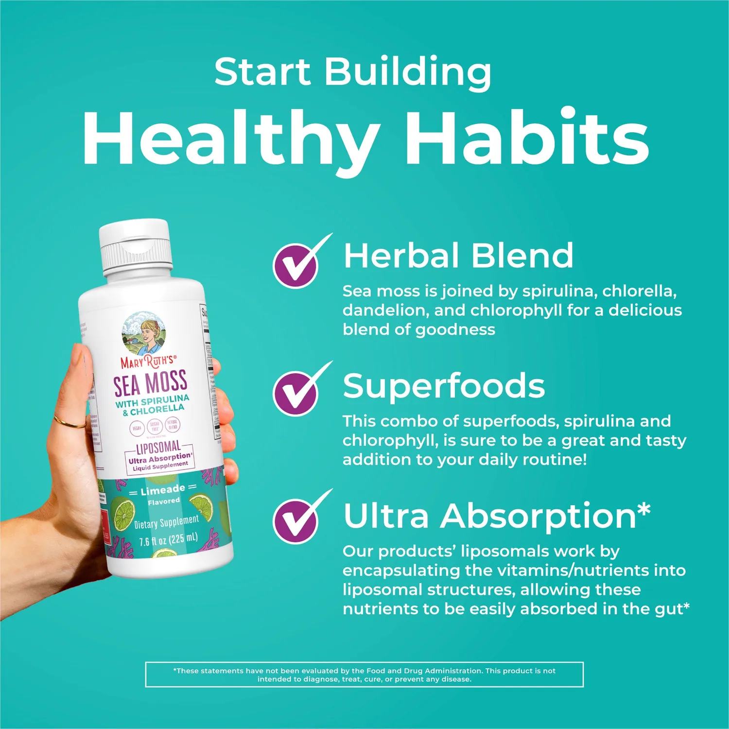 MaryRuth's Sea Moss Spirulina Chlorella liposomal lime