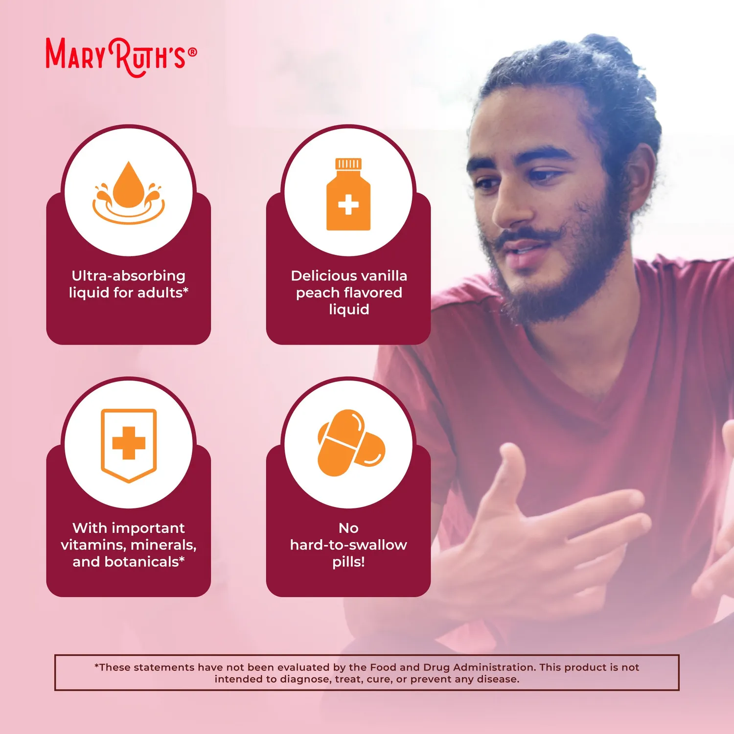 MaryRuth's Men's 40+ Multivitamin liposomal vanilje fersken