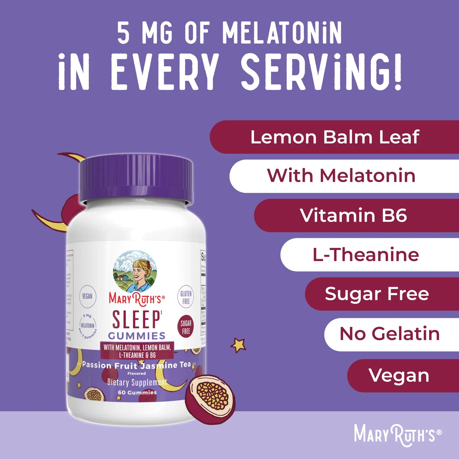 MaryRuth's Melatonin gummies pasjonsfrukt natt