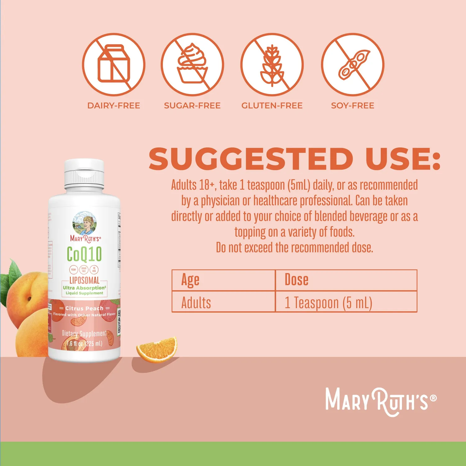 MaryRuth's CoQ10 Liposomal flytende ubiquinon 45 doser