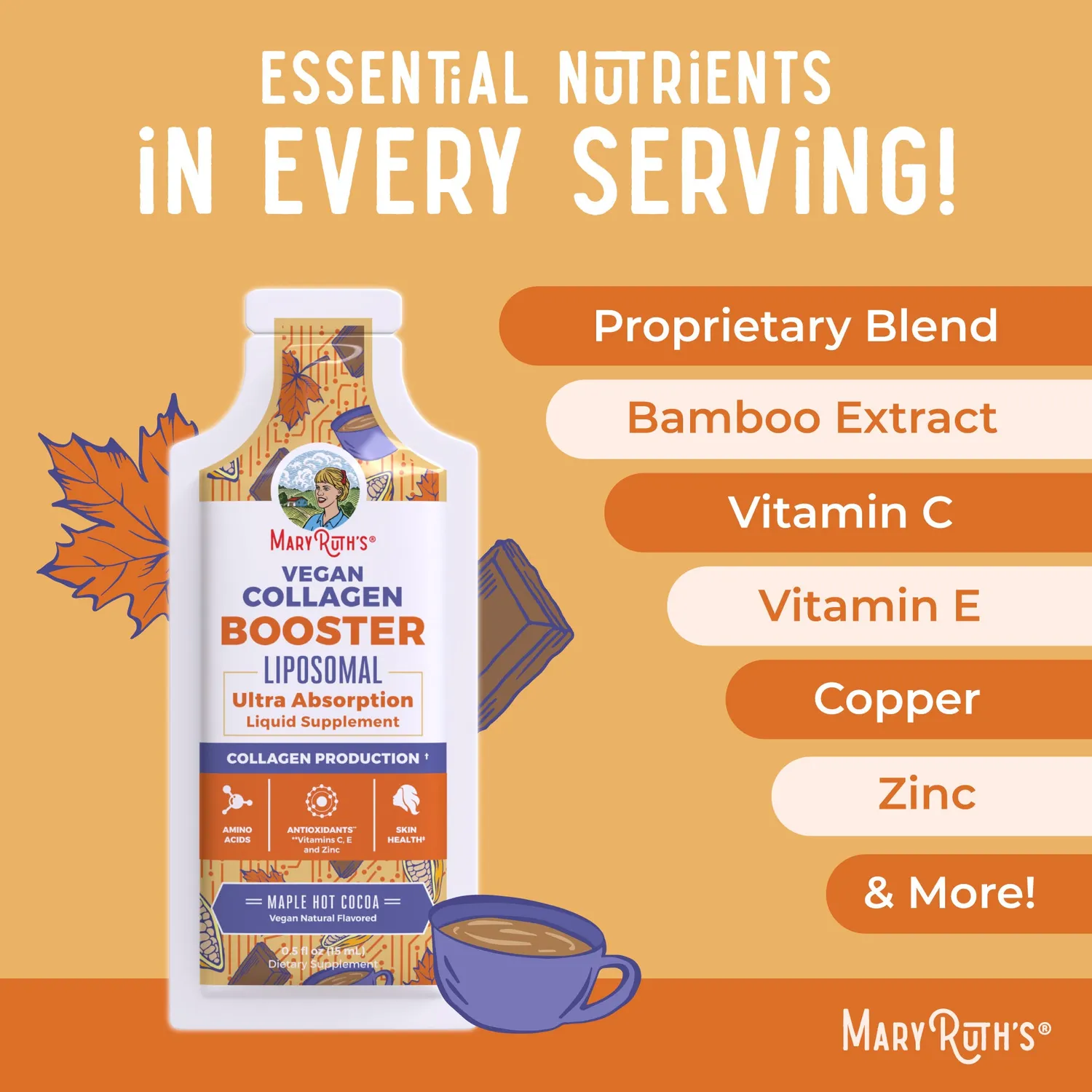 MaryRuth's Vegan Collagen Booster liposomal poser kakao