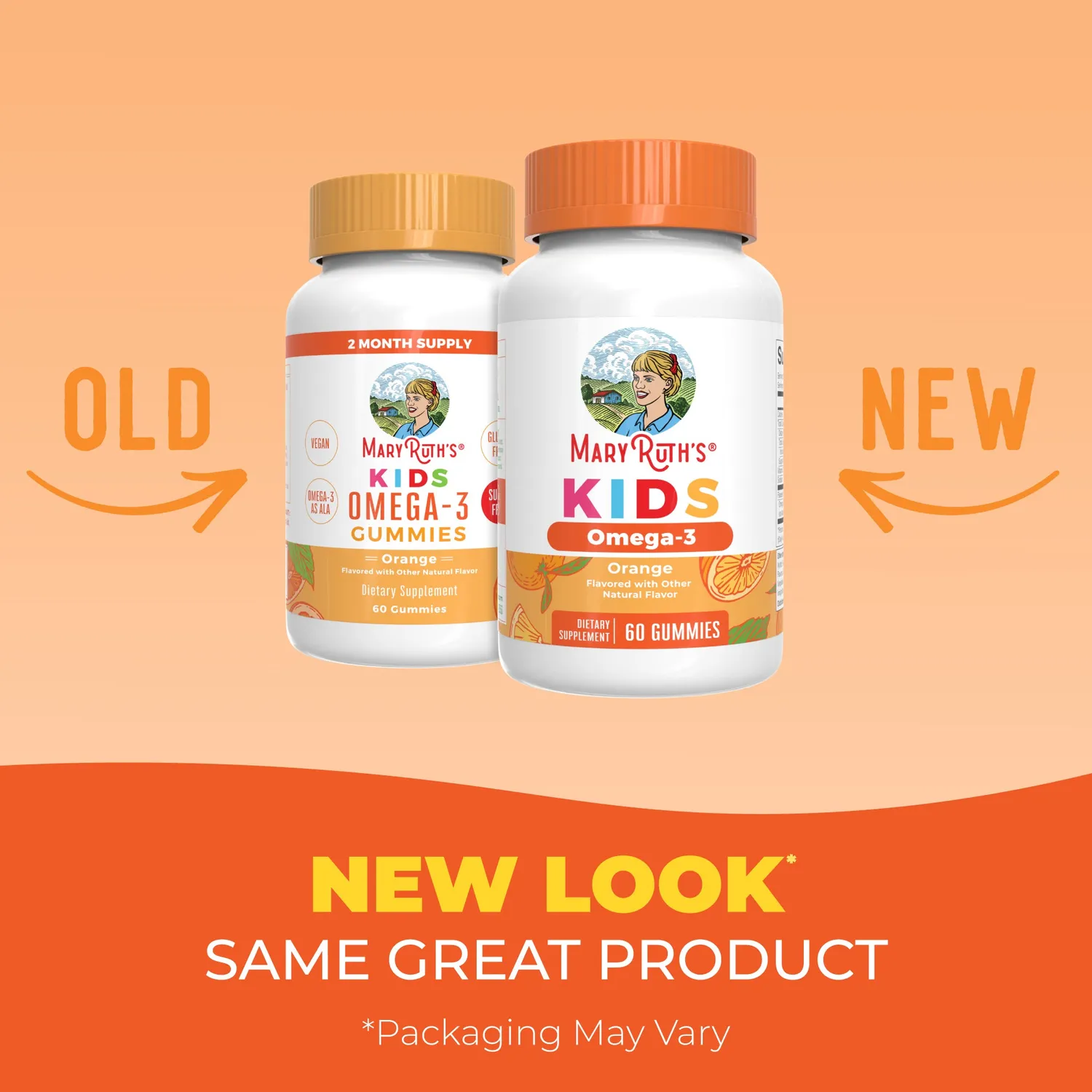 MaryRuth's Kids Omega-3 gummies appelsin 60 stk vegansk