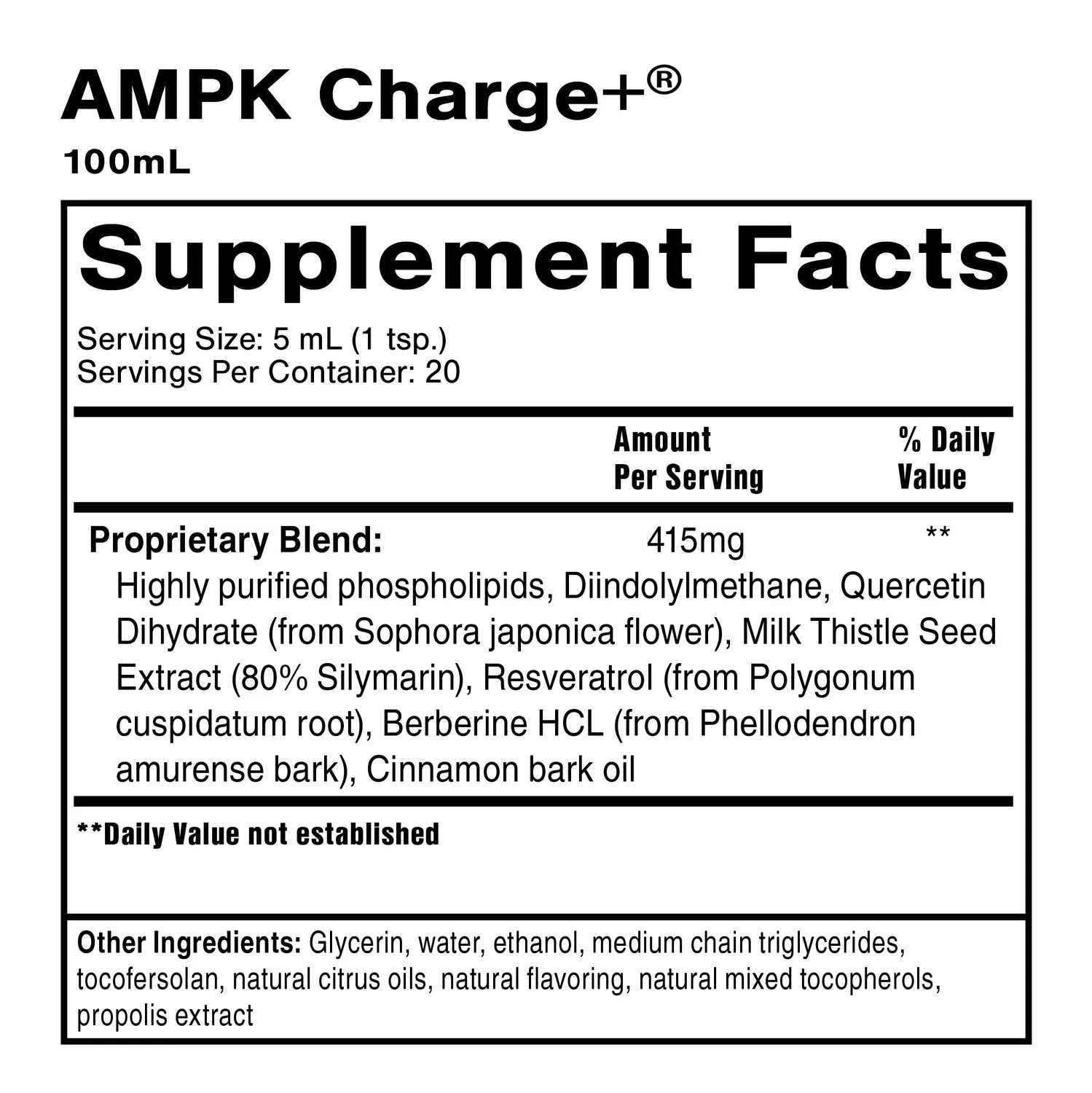 Quicksilver Scientific AMPK Charge+ kosttilskudd 100 ml fettforbrenning