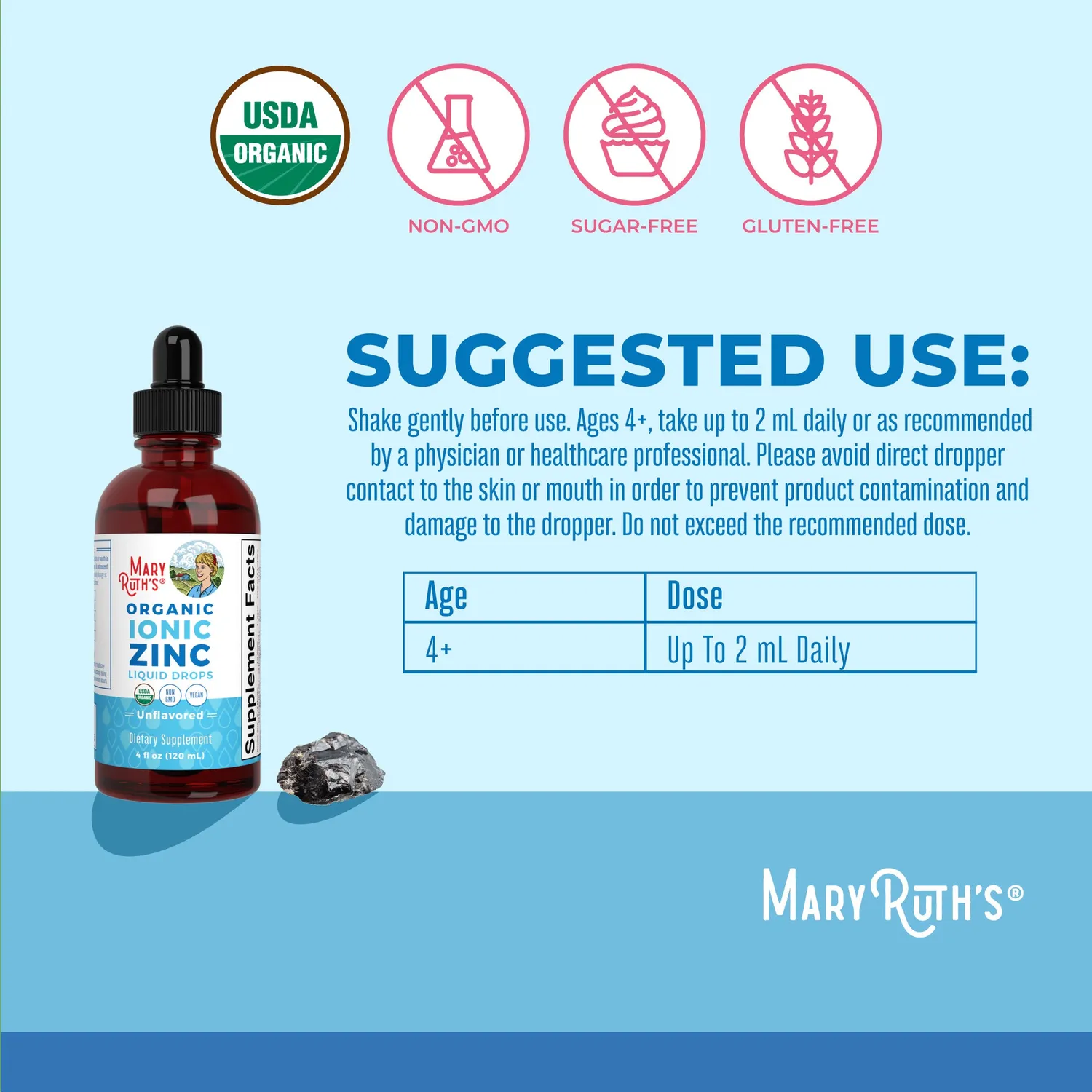 MaryRuth's Organic Kids Ionic Zinc dråper bær 30 doser