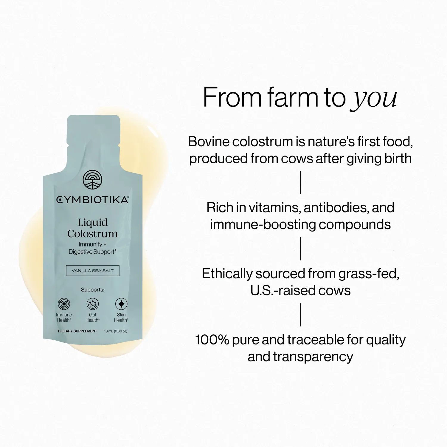 Cymbiotika Liquid Colostrum flytende råmelk vanilje