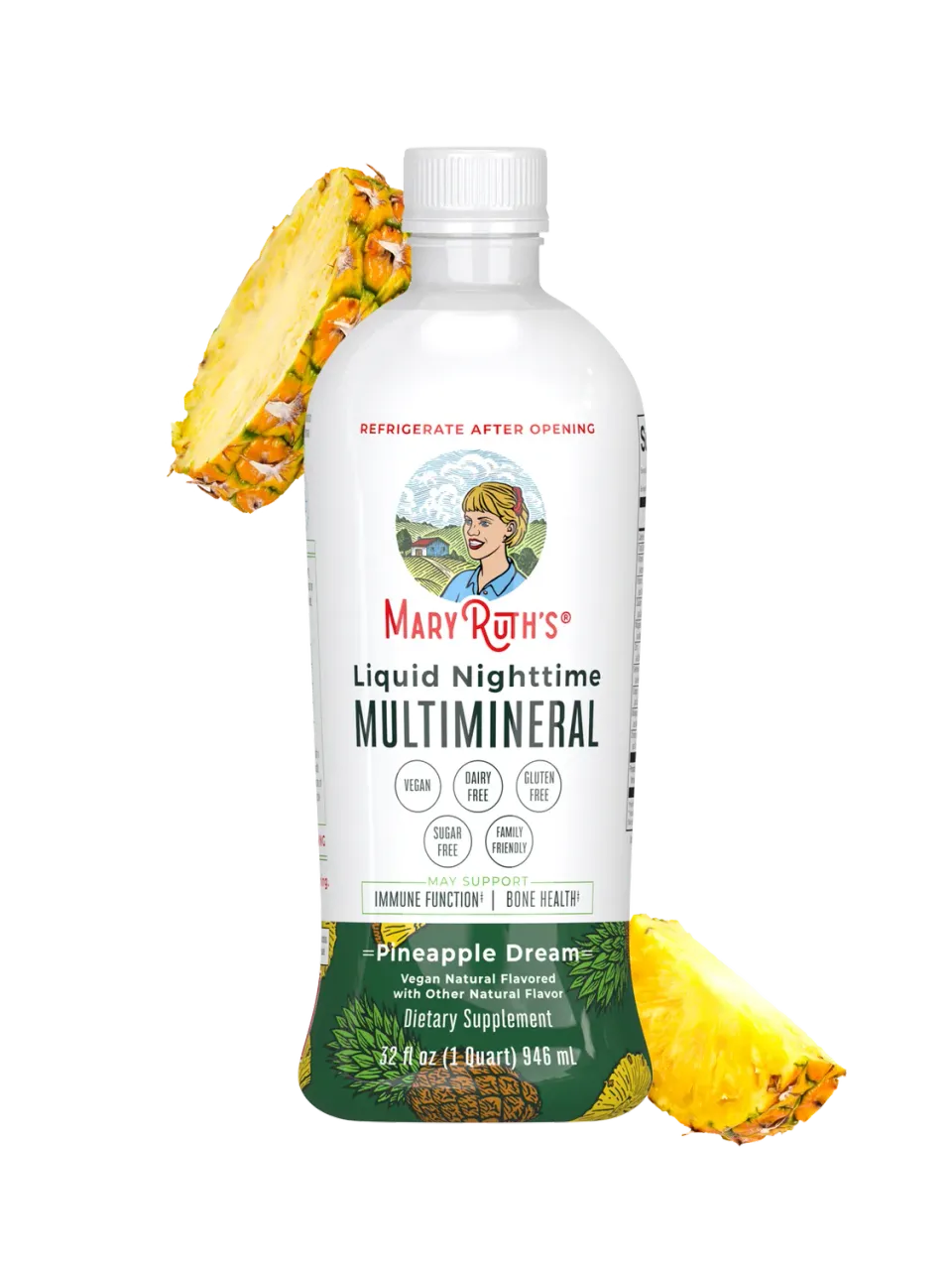 MaryRuth's Nighttime Multimineral flytende ananas melatoninfri