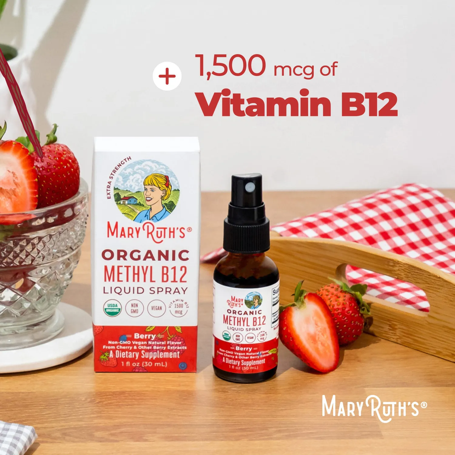 MaryRuth's Methyl B12 spray bær 2 spray daglig