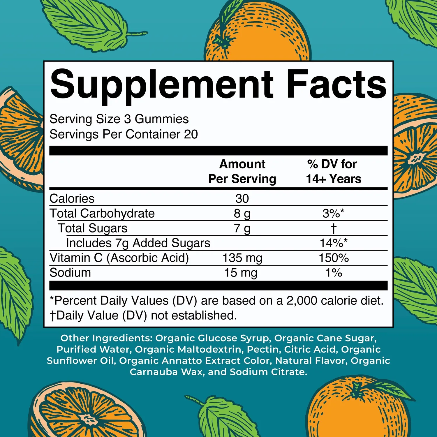 MaryRuth's C-vitamin vingummi appelsin økologisk 135 mg