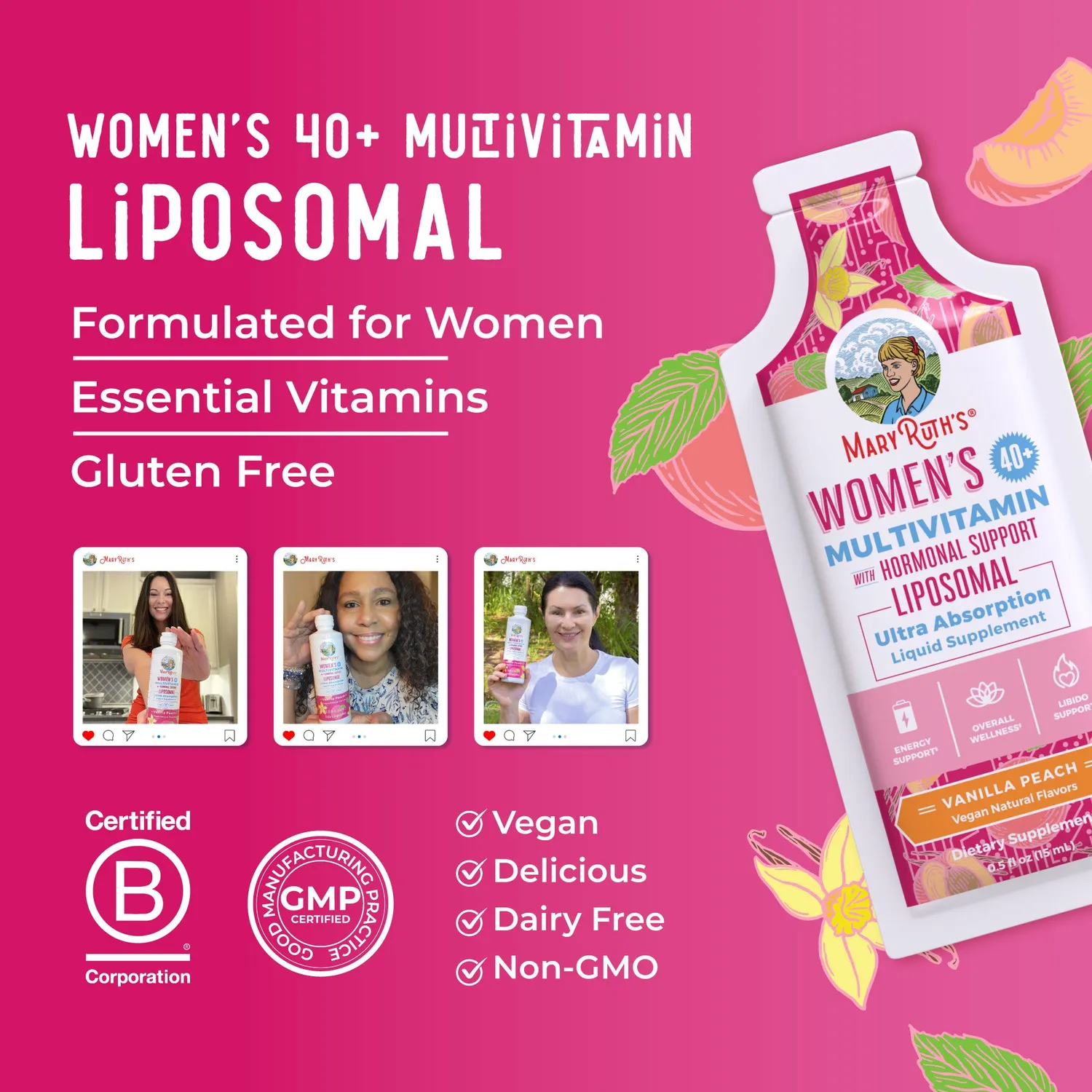 MaryRuth's Women's 40+ Multivitamin liposomal fersken