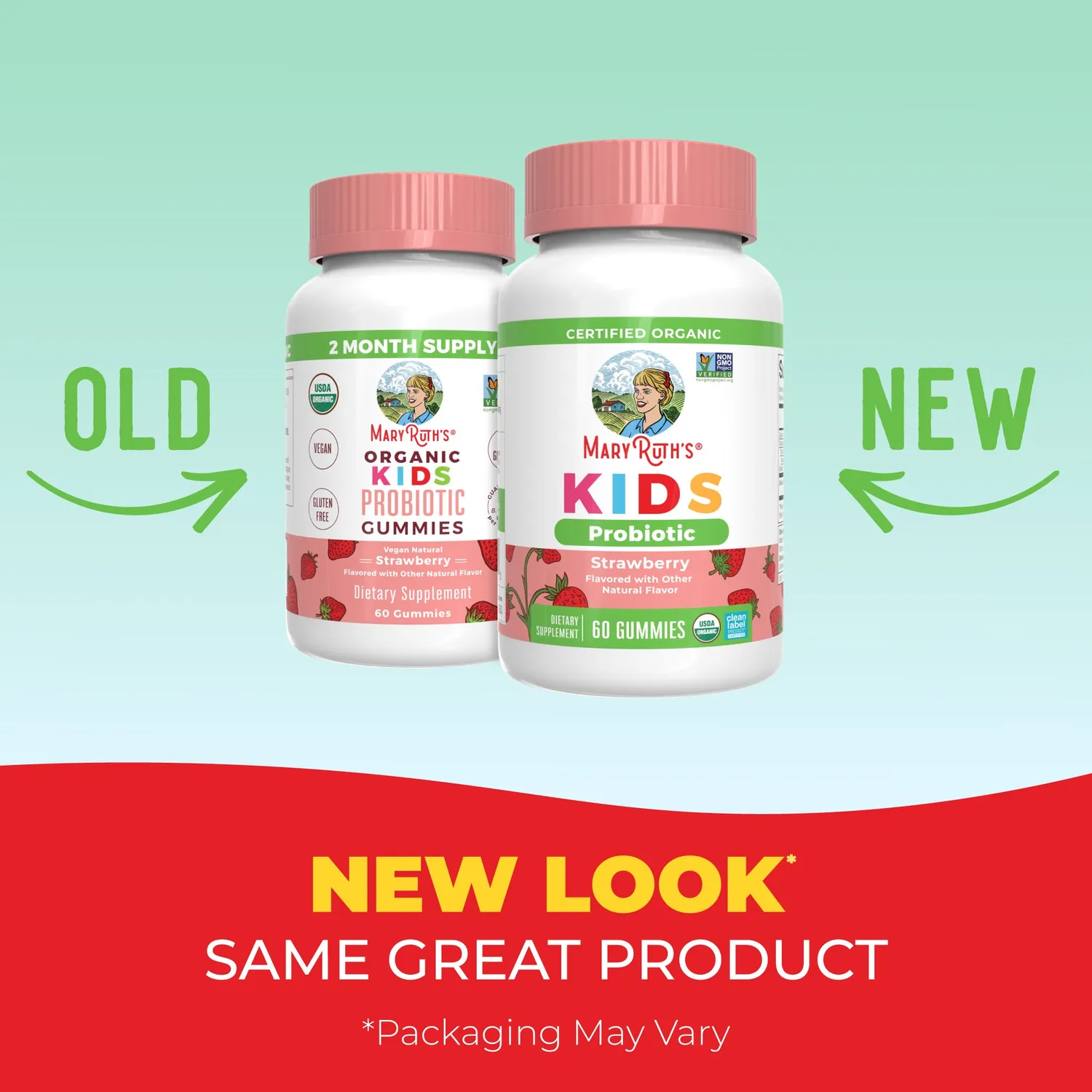 MaryRuth's Organic Kids Probiotic gummies jordbær 60 stk