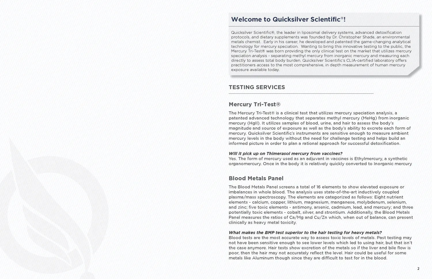 Quicksilver Scientific Mercury Tri-Test Blood Metals Panel laboratorietest