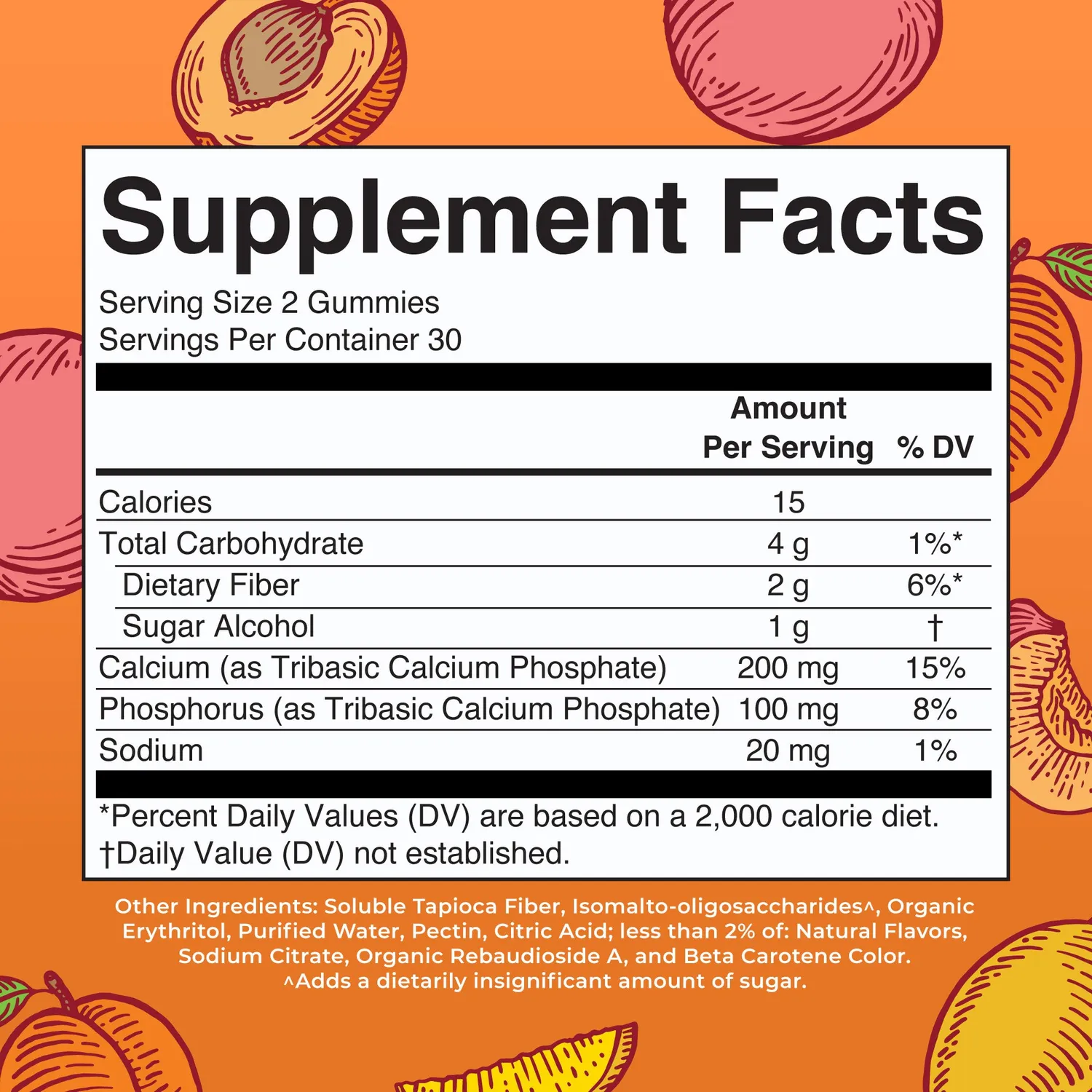 MaryRuth's Calcium gummies fersken mango aprikos sukkerfri