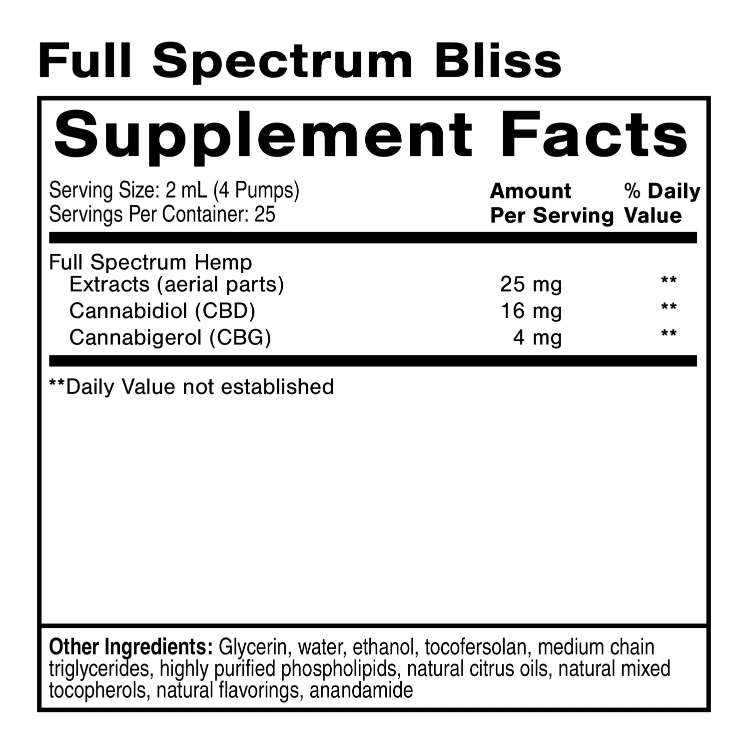 Quicksilver Scientific Full Spectrum Bliss CBD-olje 50 ml sitrus