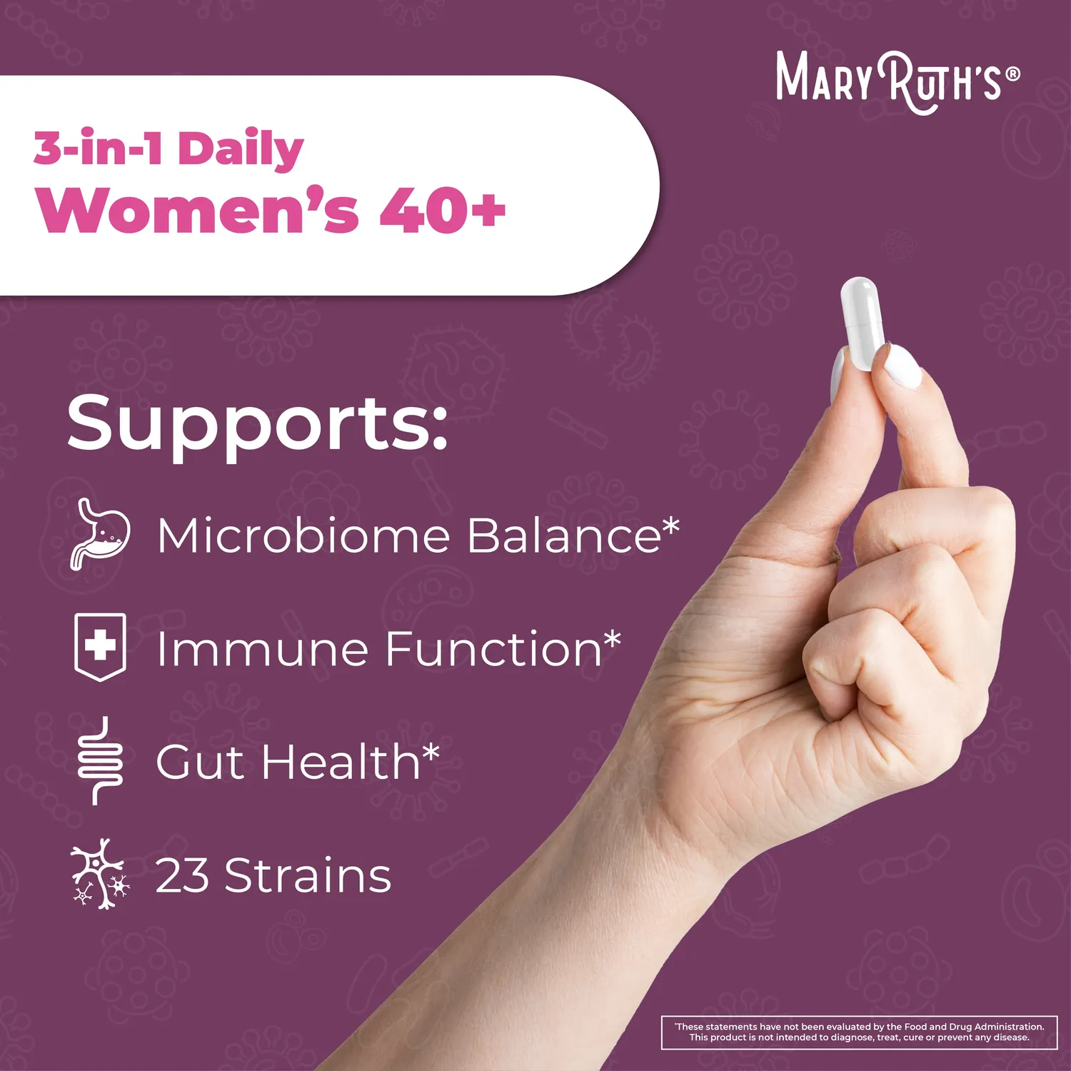 MaryRuth's 3-in-1 Women's 40+ kapsler 1 kapsel daglig probiotika