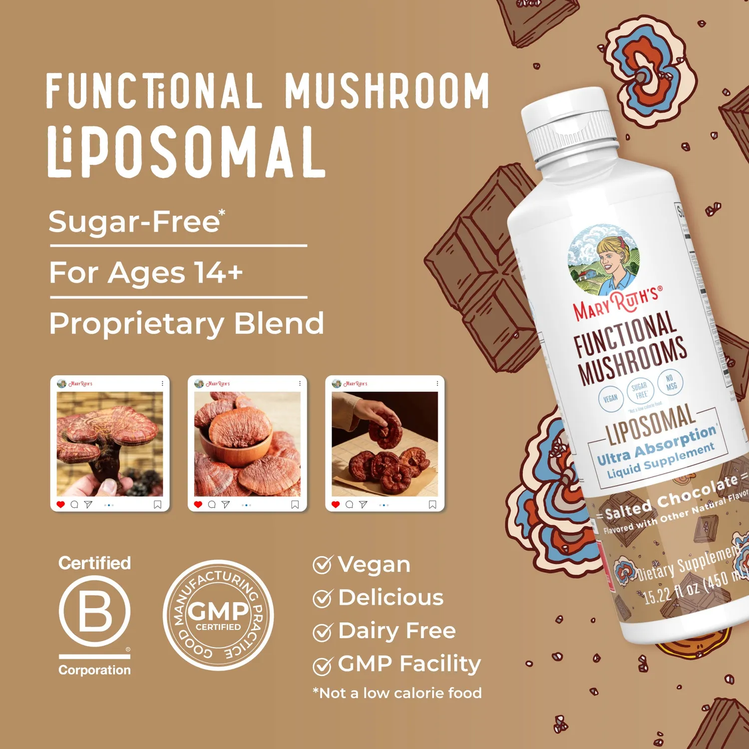 MaryRuth's Functional Mushrooms Liposomal sopp sjokolade