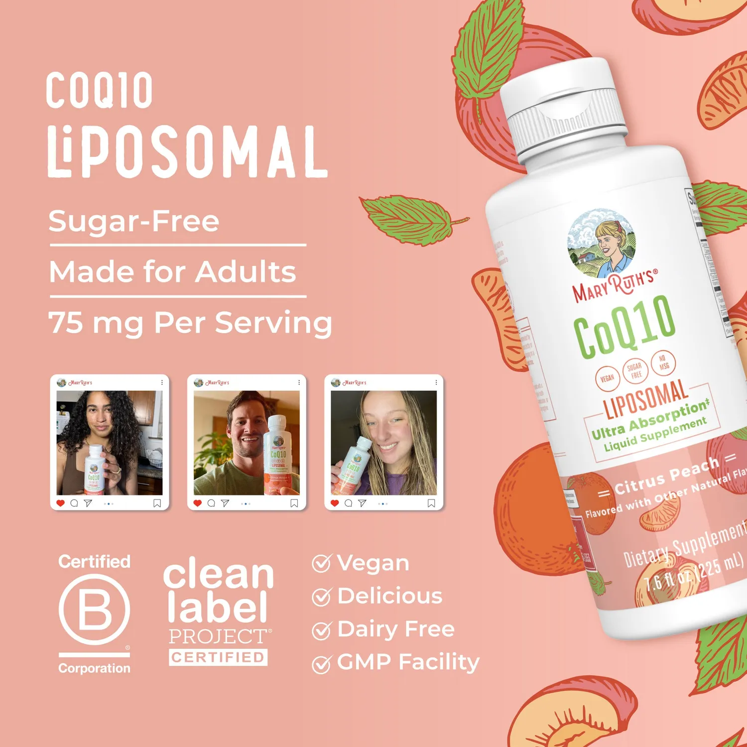 MaryRuth's CoQ10 Liposomal flytende ubiquinon 45 doser