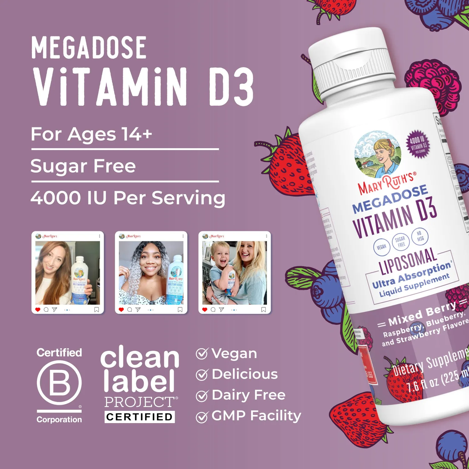 MaryRuth's Megadose D3 Liposomal vitamin D3 4000 IU