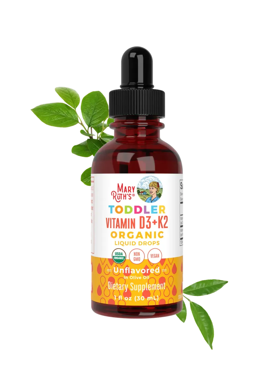 MaryRuth's Toddler D3+K2 vitamindråper 30 doser uten smak