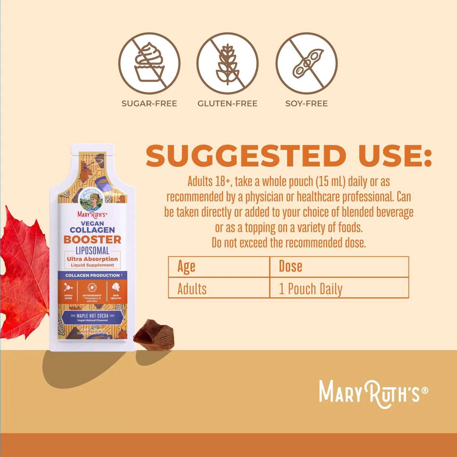 MaryRuth's Vegan Collagen Booster liposomal poser kakao