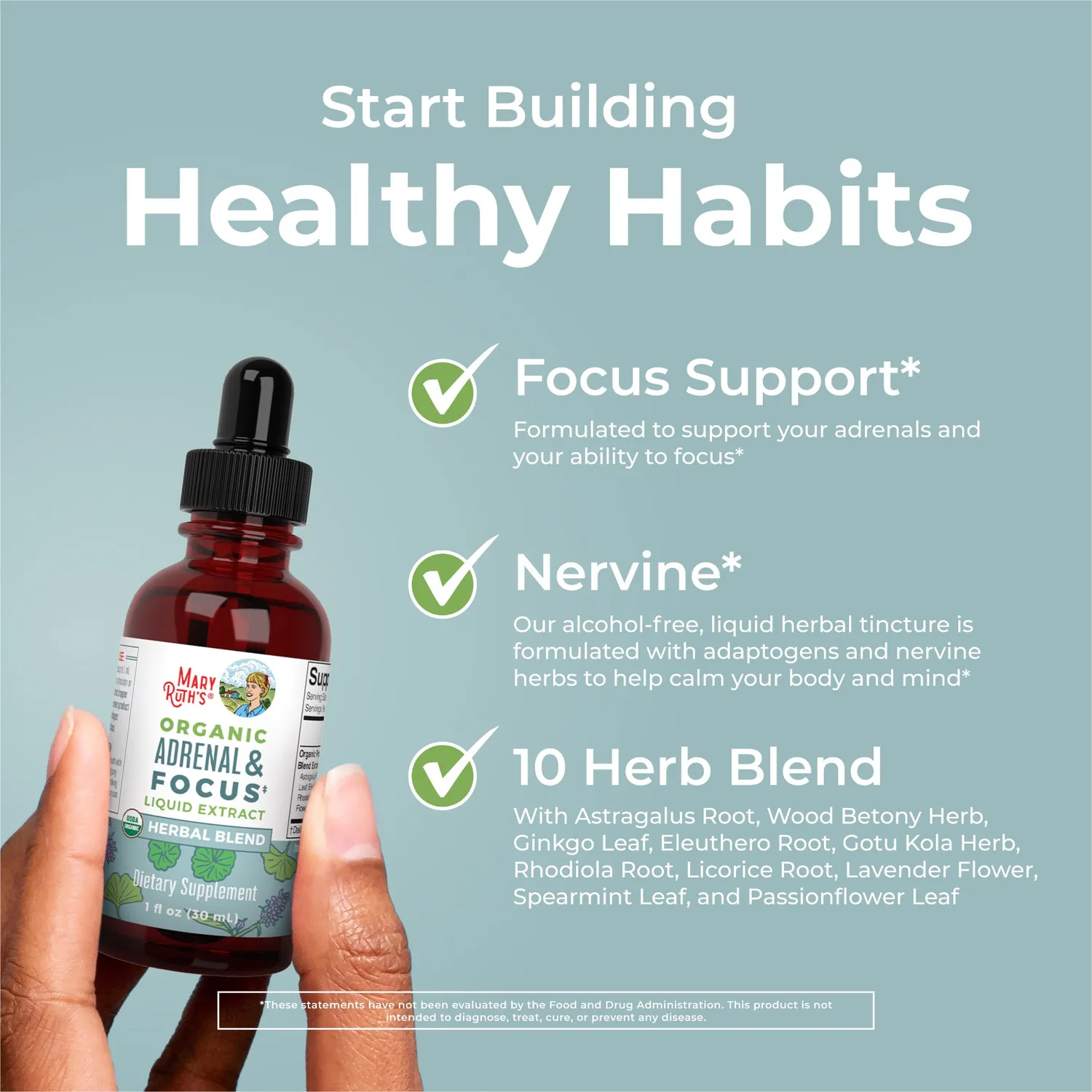 MaryRuth's Organic Adrenal & Focus urtedråper 30 ml