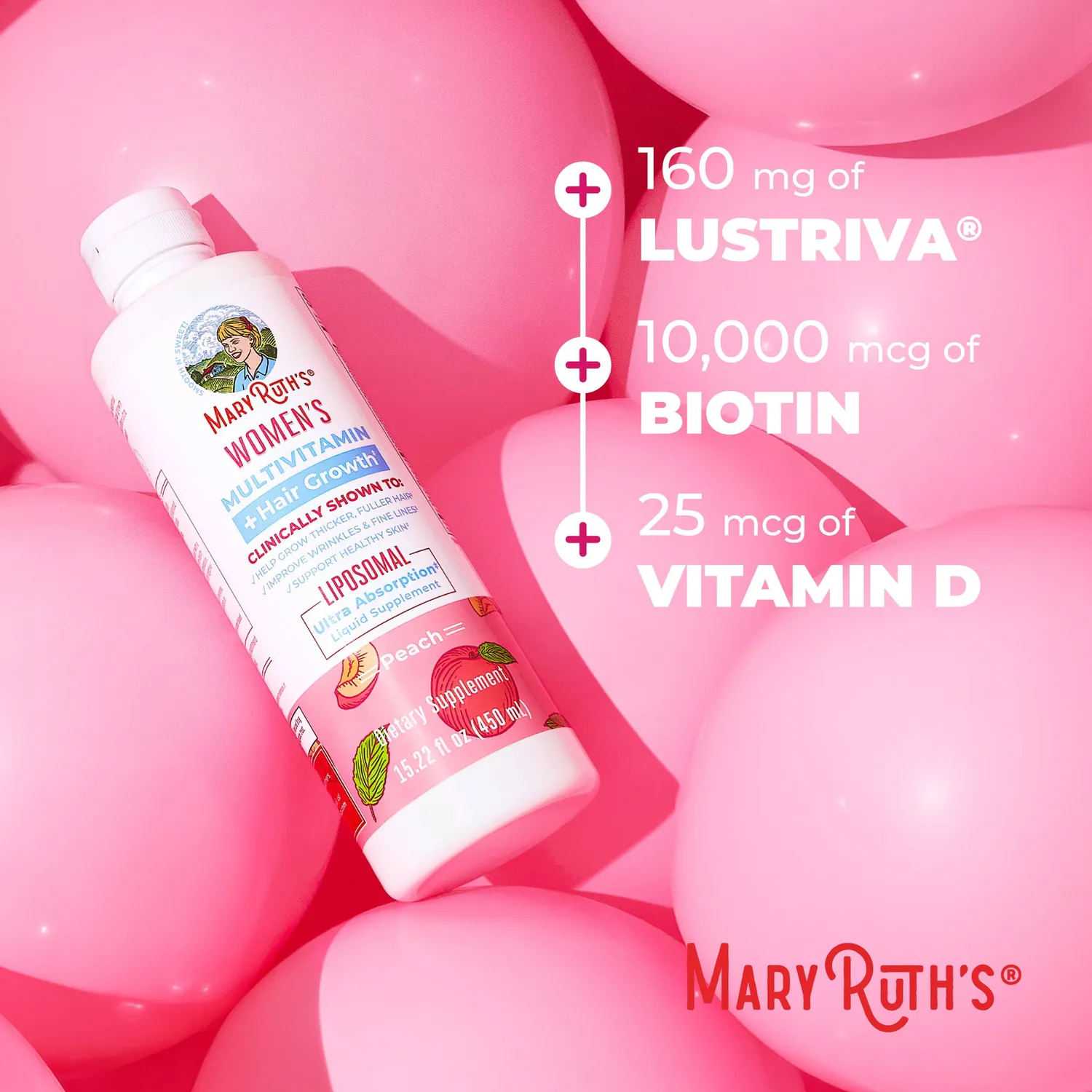 MaryRuth's Women's Multivitamin + Hair Growth liposomal hår