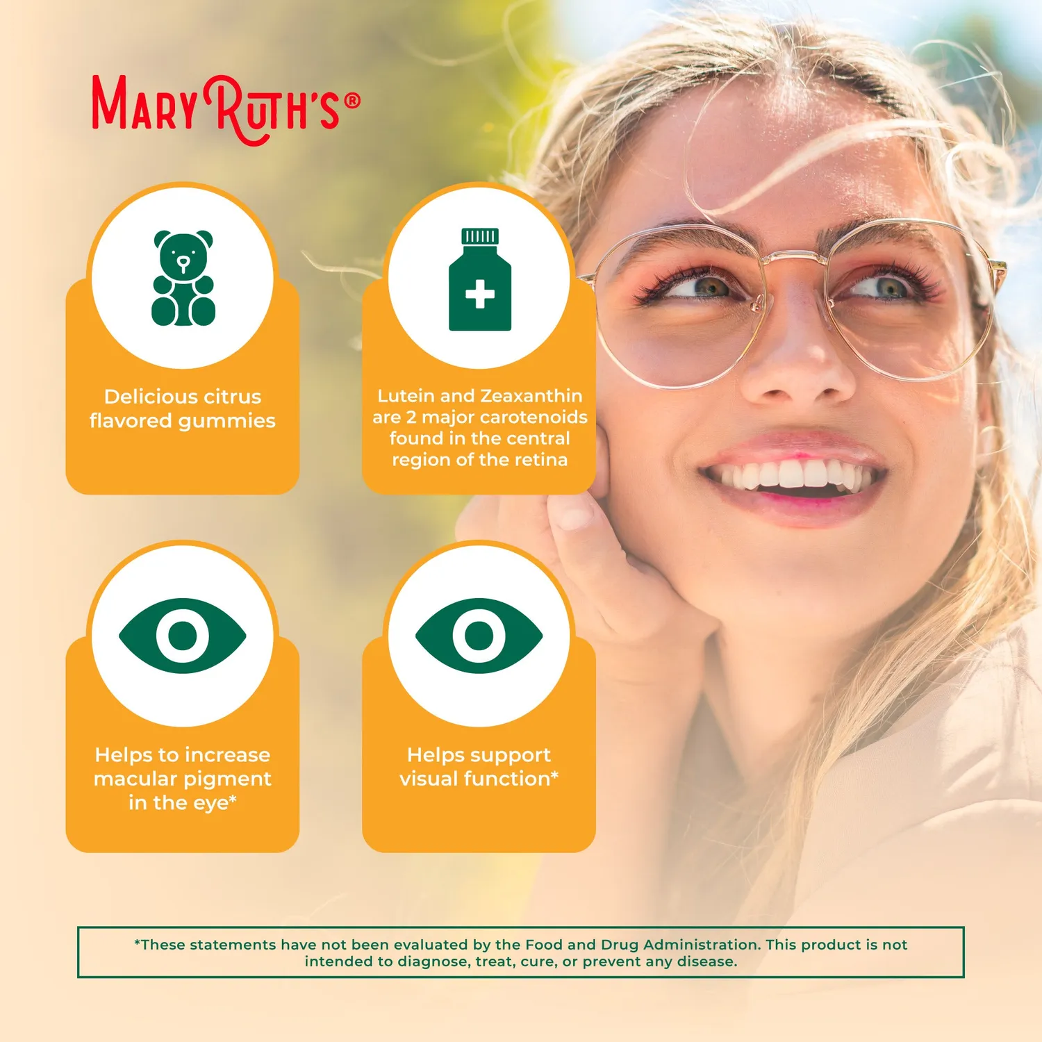 MaryRuth's Lutein Gummies sitrus blålys-filter 1 om dagen