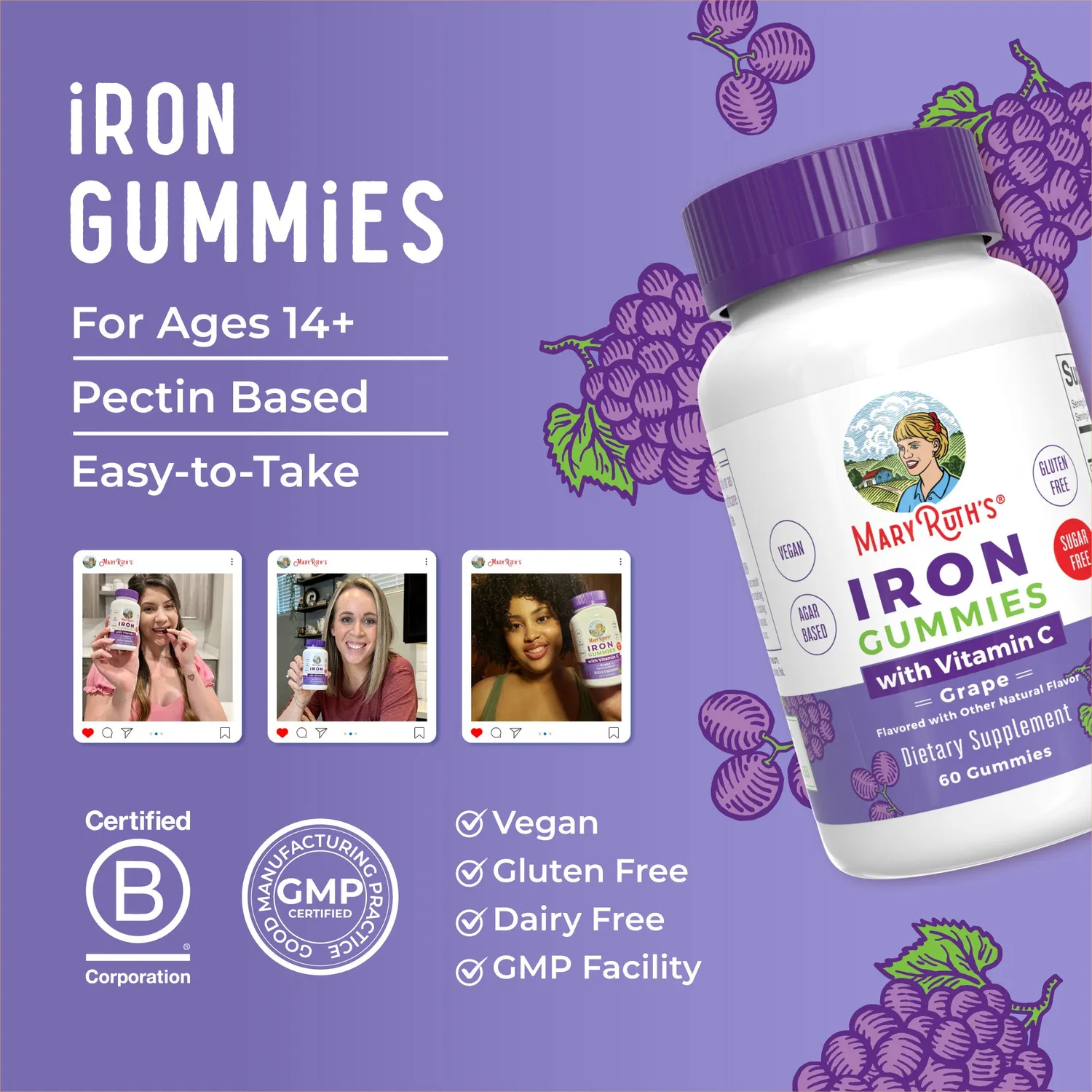 MaryRuth's Iron Gummies jerngummi sukkerfri vitamin C