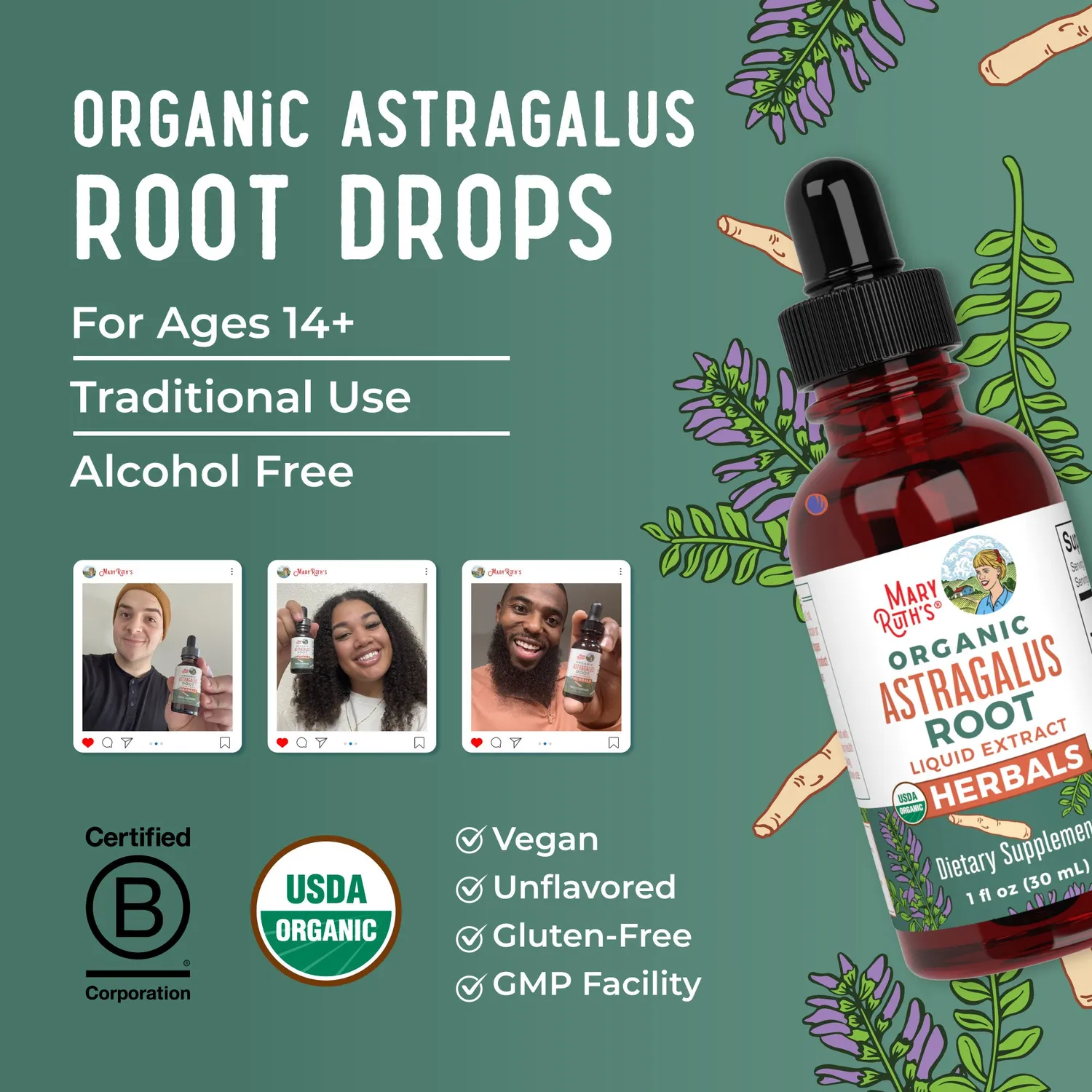 MaryRuth's Astragalus urtedråper rot 30 ml