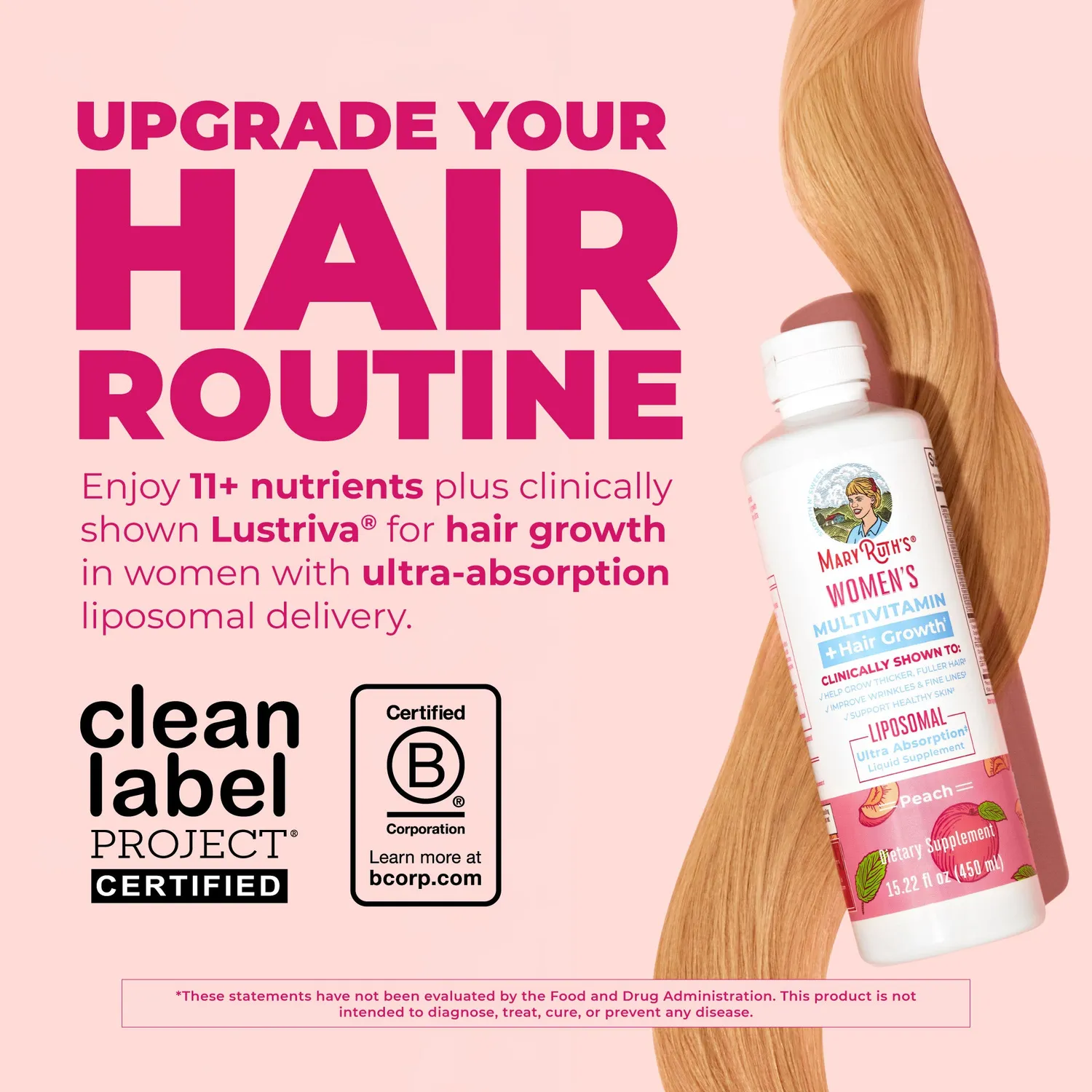 MaryRuth's Women's Multivitamin + Hair Growth liposomal hår