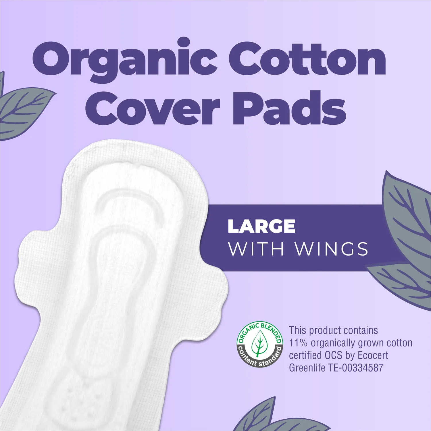 MaryRuth's Organic Cotton Cover Pads bind large uten parfyme