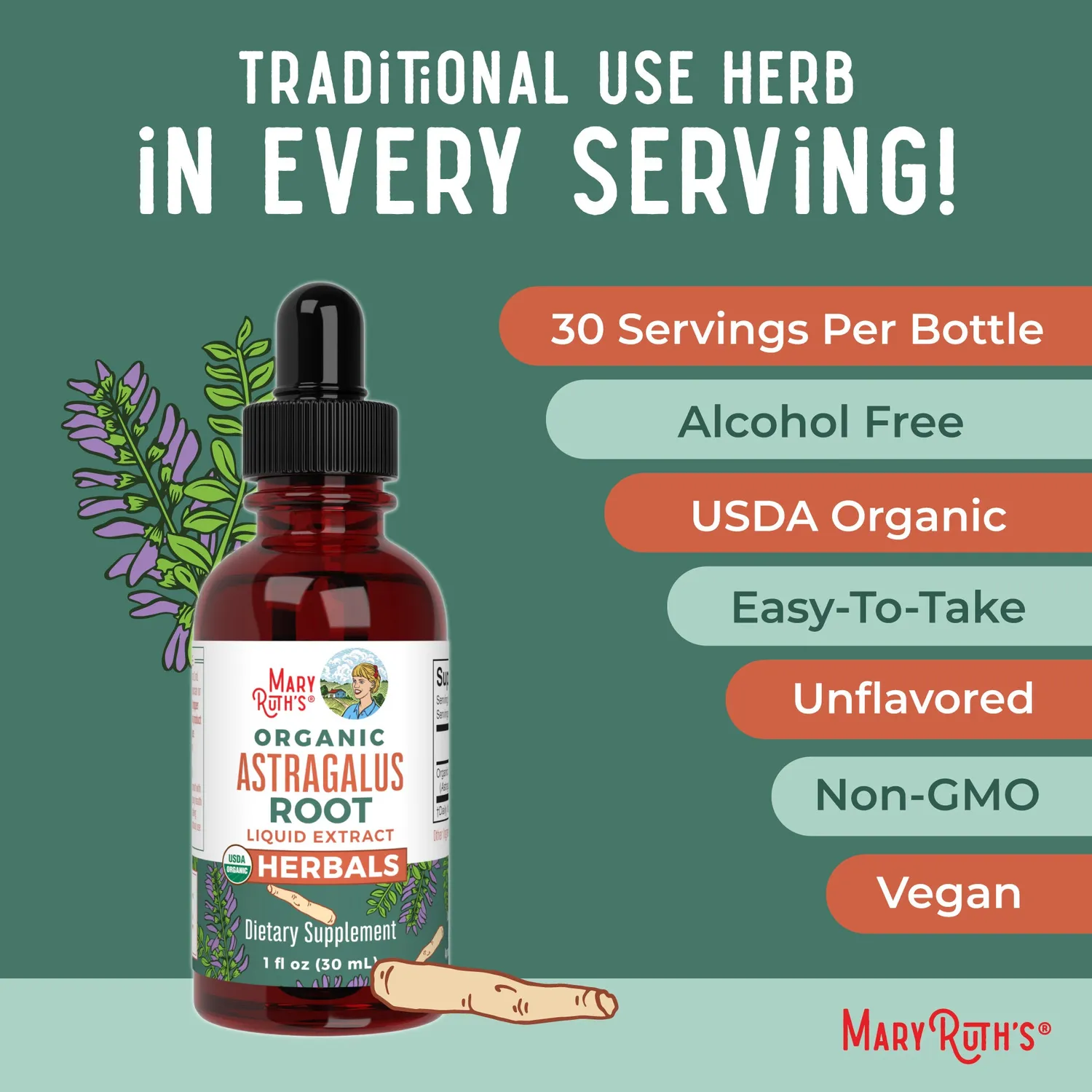 MaryRuth's Astragalus urtedråper rot 30 ml