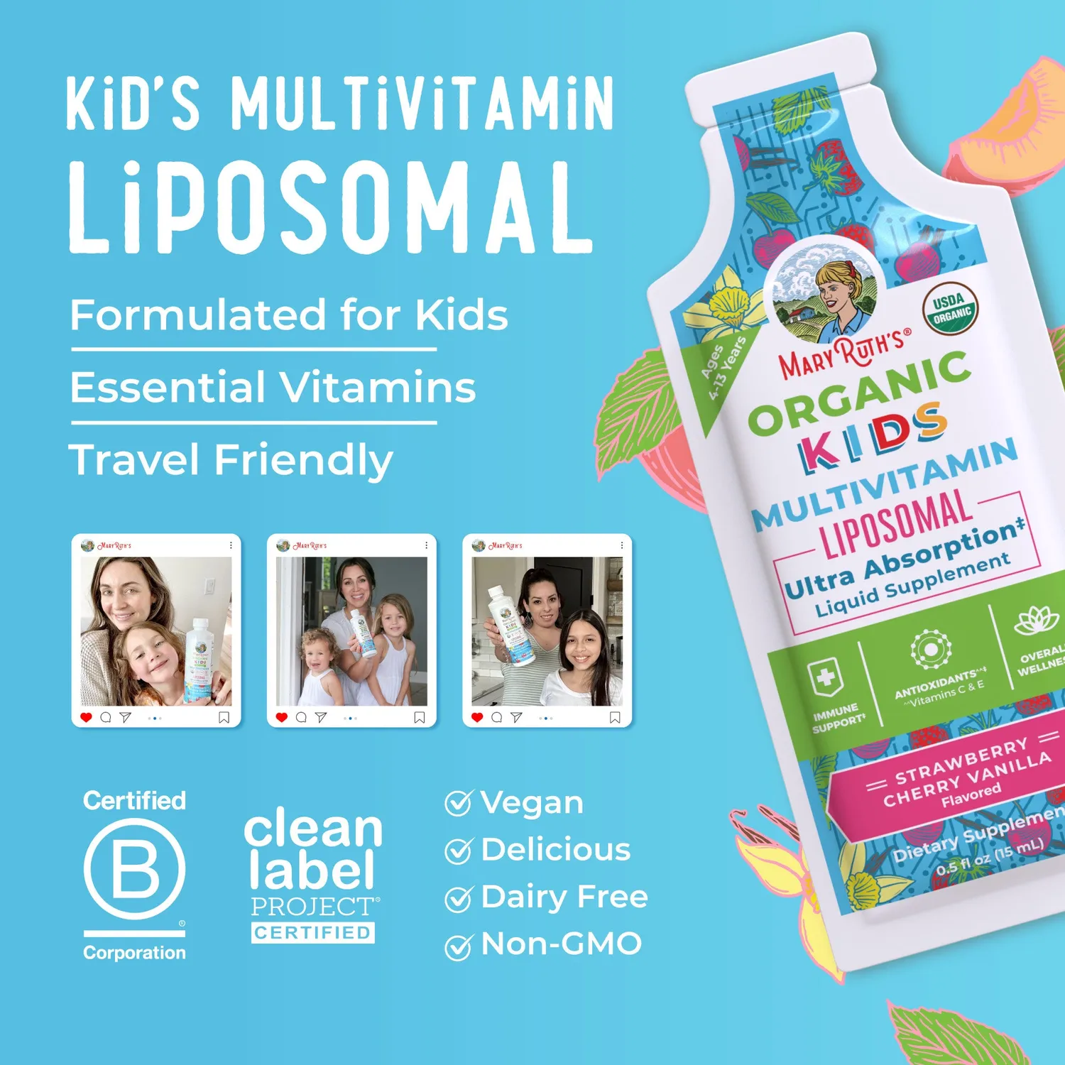 MaryRuth's Kids Multivitamin liposomal poser 14 stk