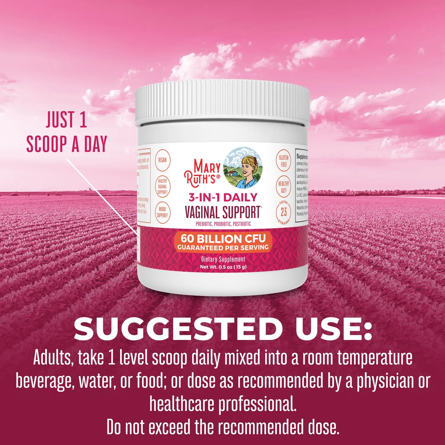 MaryRuth's 3-in-1 Vaginal Support Powder probiotikapulver 60 mrd CFU