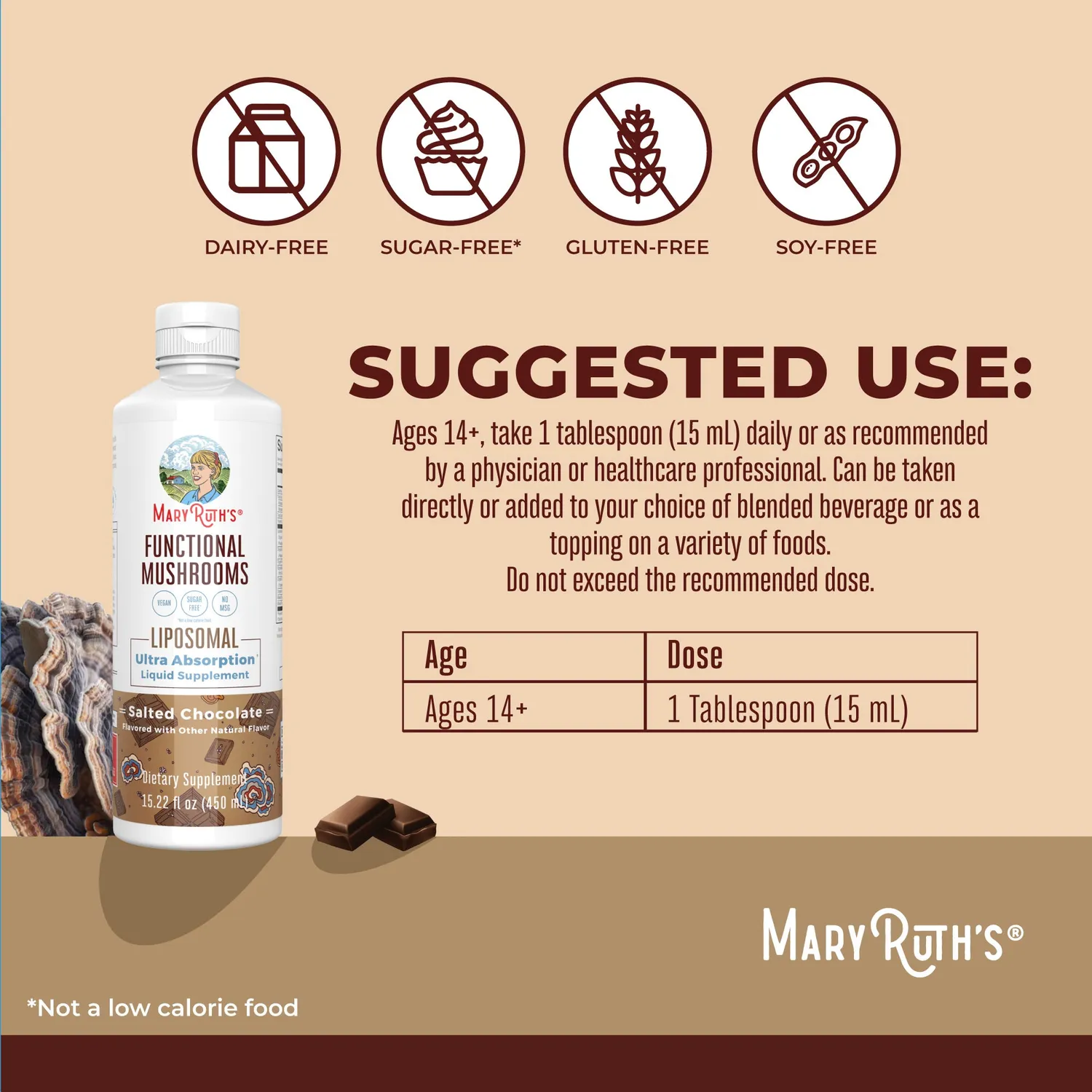 MaryRuth's Functional Mushrooms Liposomal sopp sjokolade