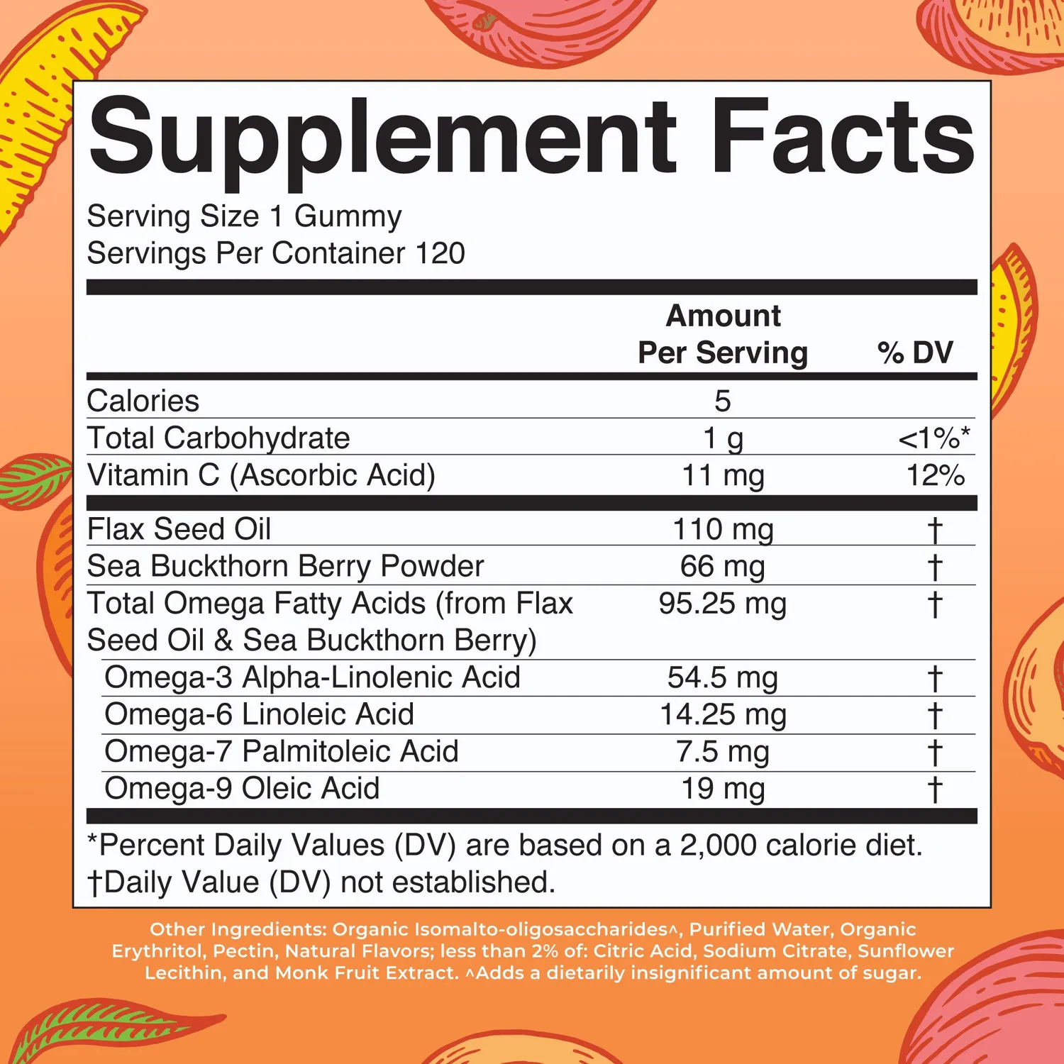 MaryRuth's Omega 3-6-7-9 gummies fersken-mango 120 stk
