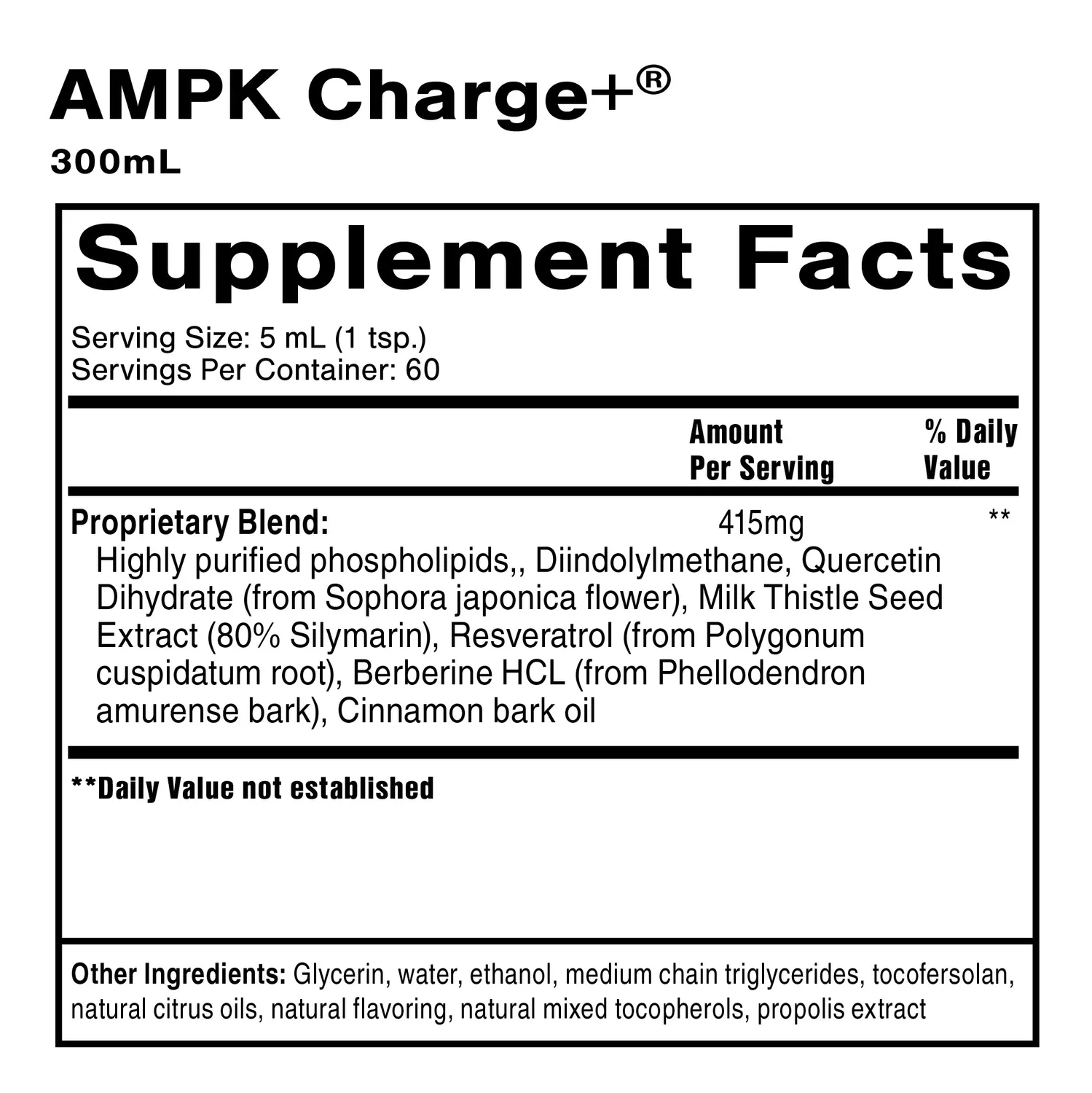 Quicksilver Scientific AMPK Charge+ kosttilskudd 100 ml fettforbrenning