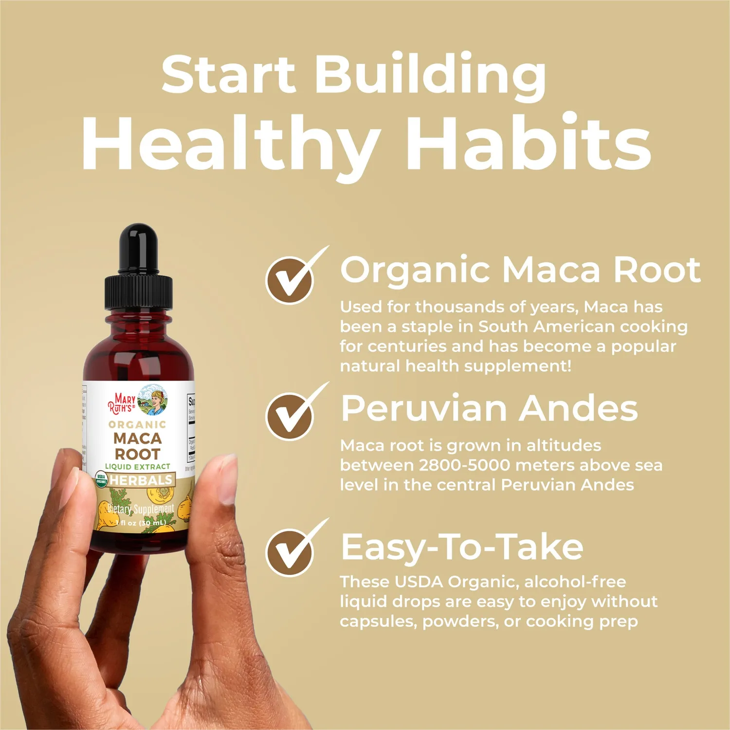 MaryRuth's Organic Maca Root dråper alkoholfri vitalitet