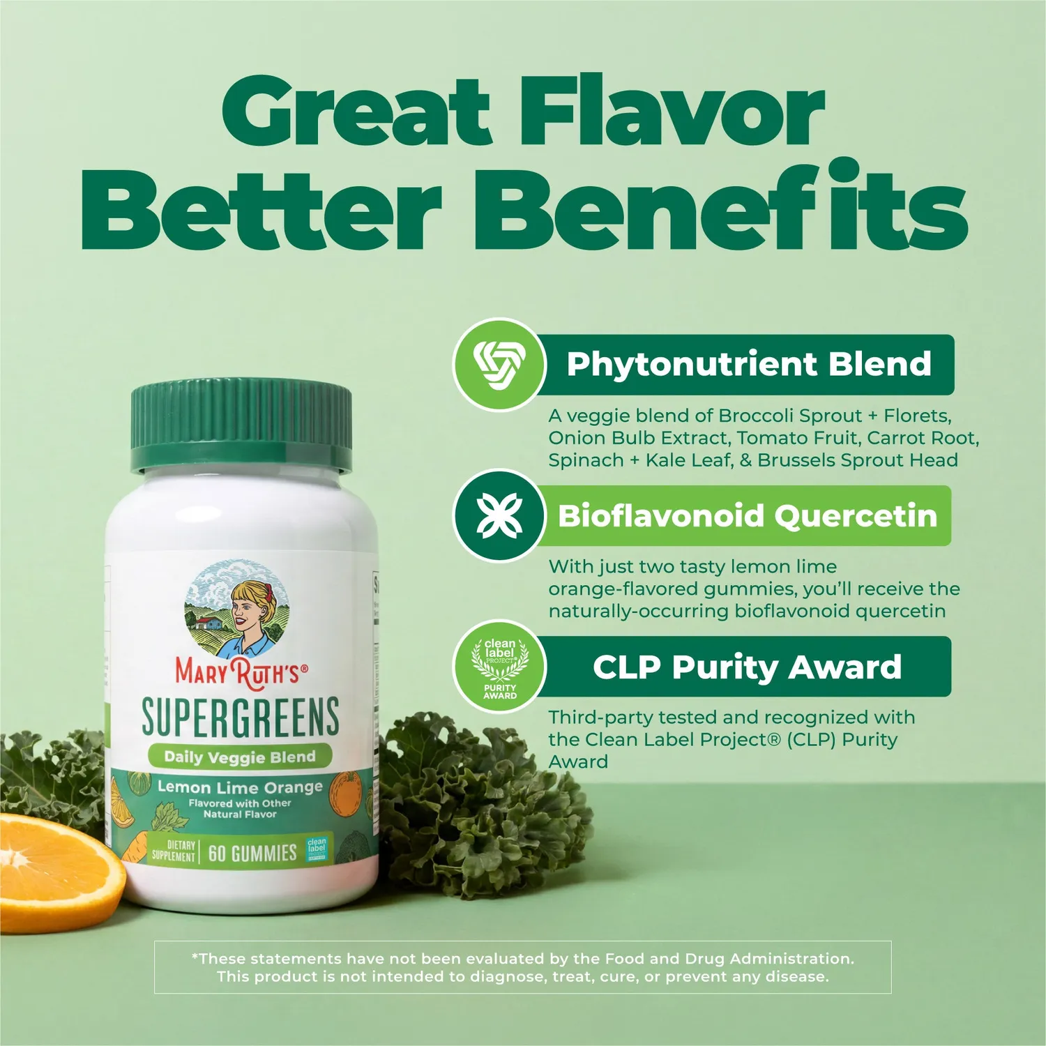 MaryRuth's Super Greens vingummi sitron-lime 2 stk