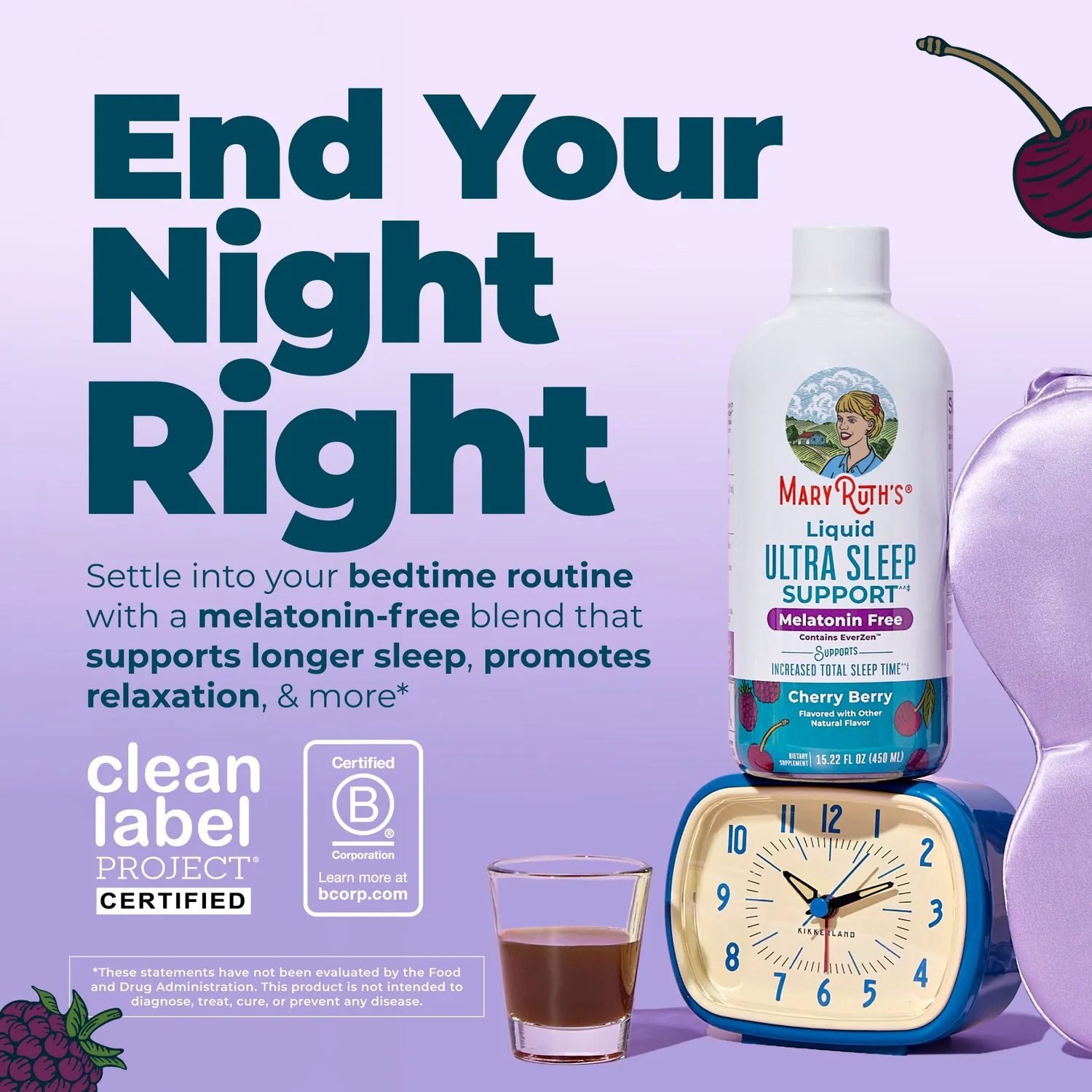 MaryRuth's Liquid Ultra Sleep Support flytende søvn kirsebær-bær