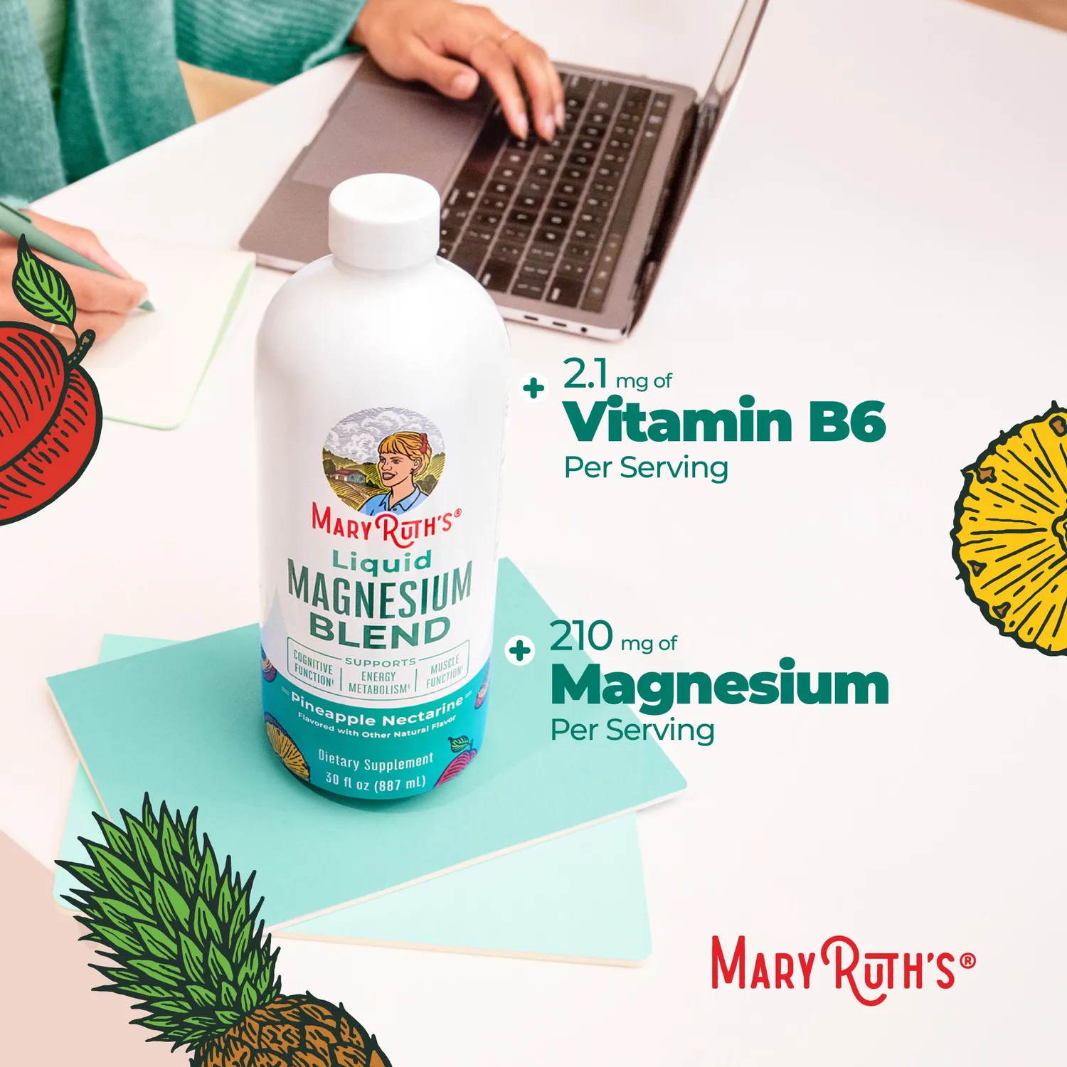 MaryRuth's Magnesium Blend flytende ananas 4 typer