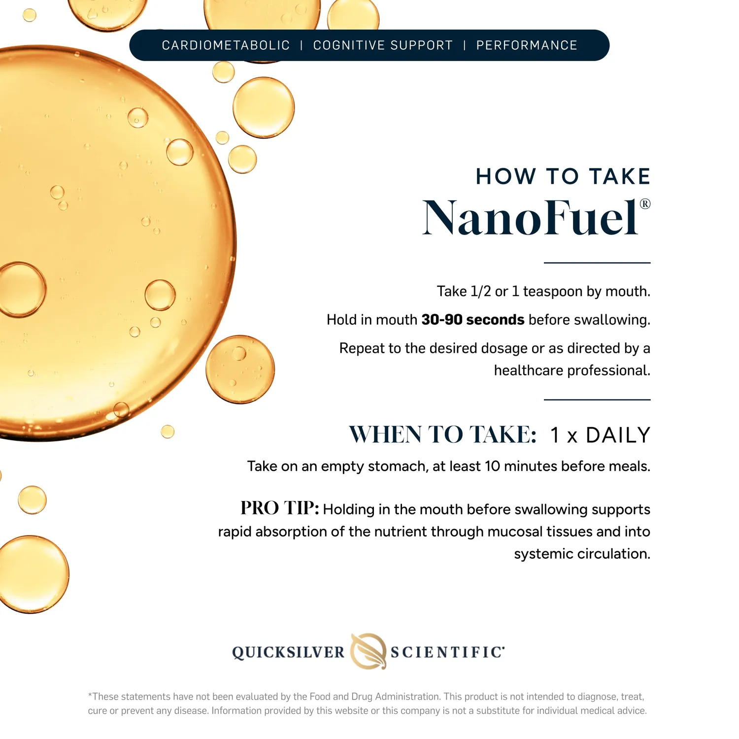 Quicksilver Scientific NanoFuel dråper 100 ml pasjonsfrukt fokus