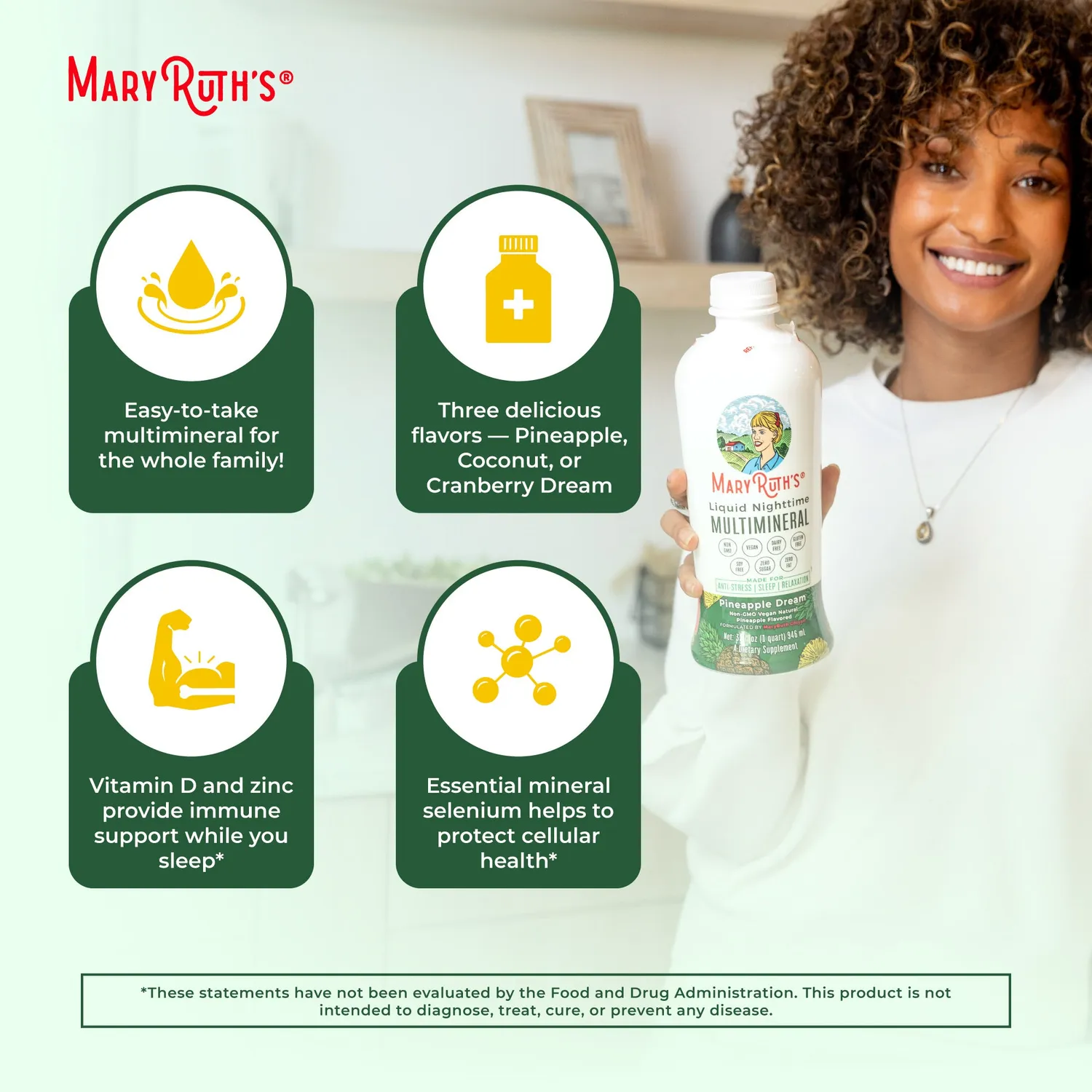 MaryRuth's Nighttime Multimineral flytende ananas melatoninfri