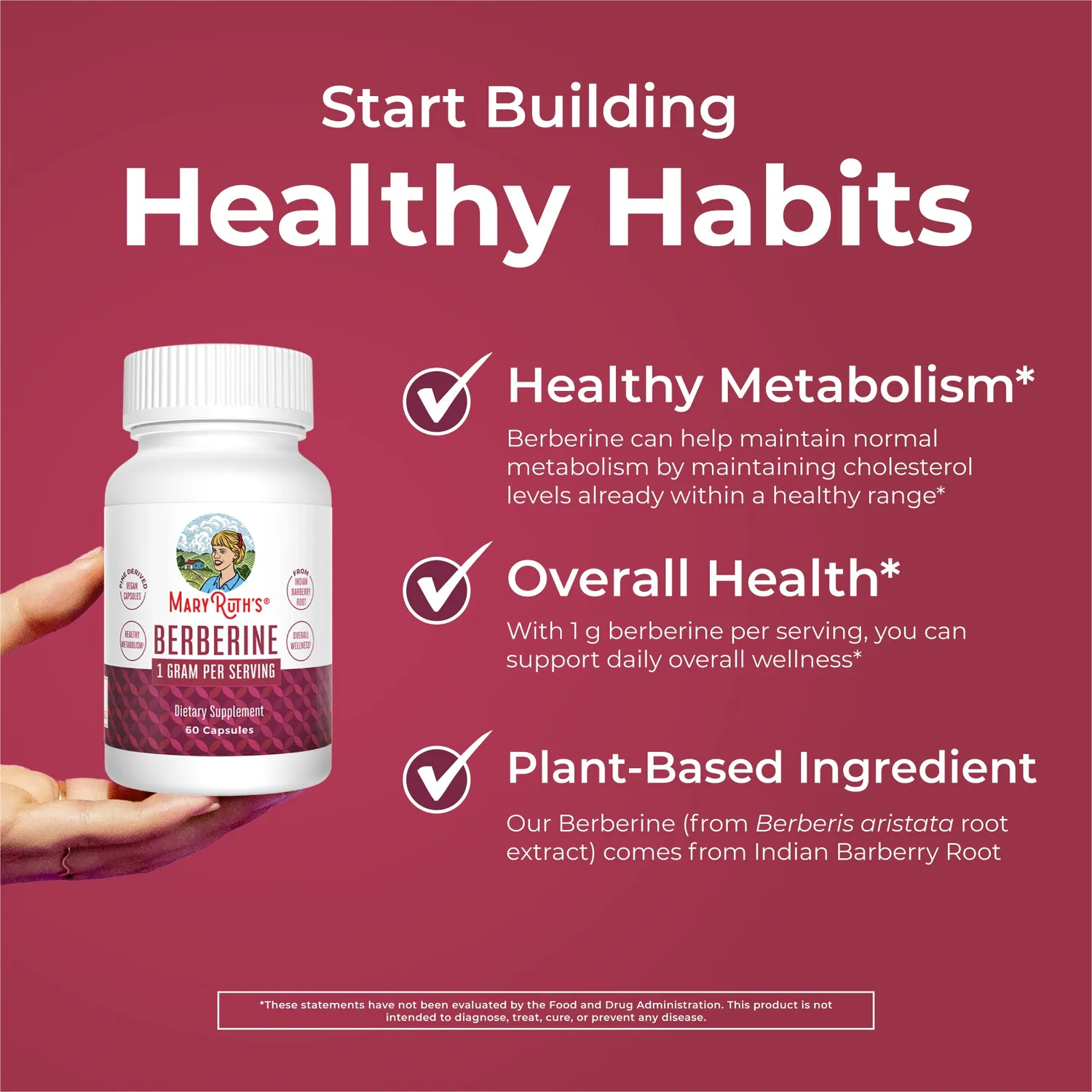 MaryRuth's Berberine kapsler 1000 mg metabolisme