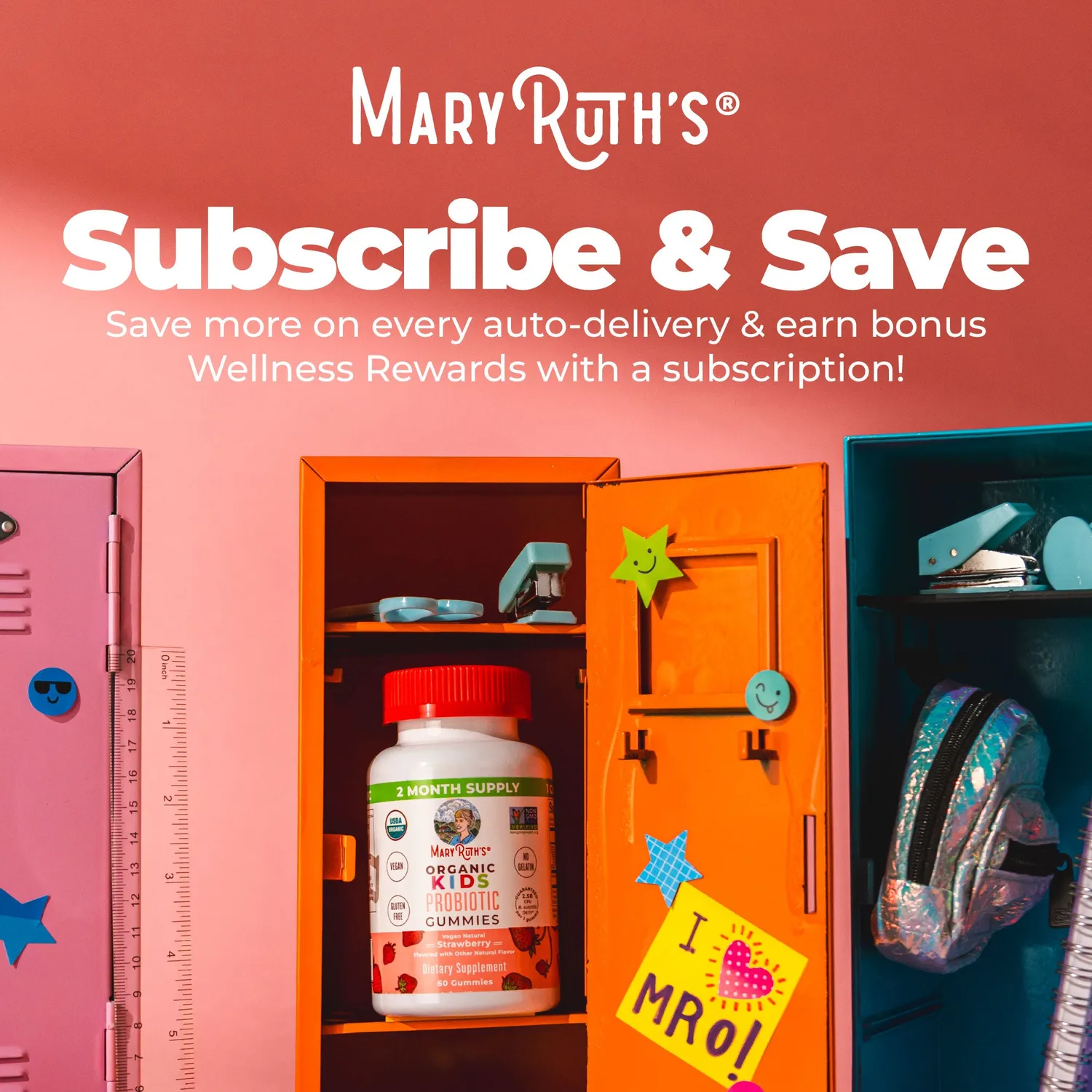 MaryRuth's Organic Kids Probiotic gummies jordbær 60 stk