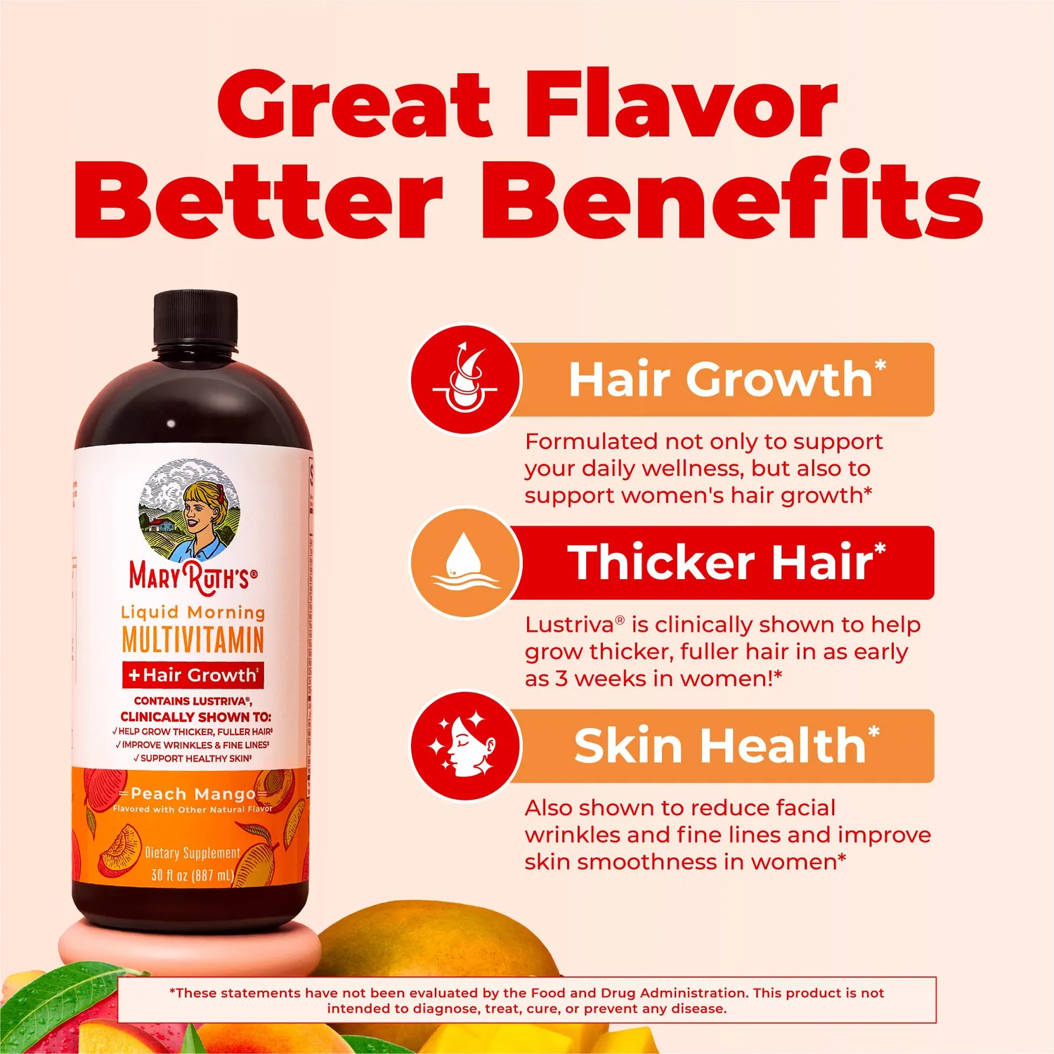 MaryRuth's Morning Multivitamin Hair Growth flytende 3-pakning
