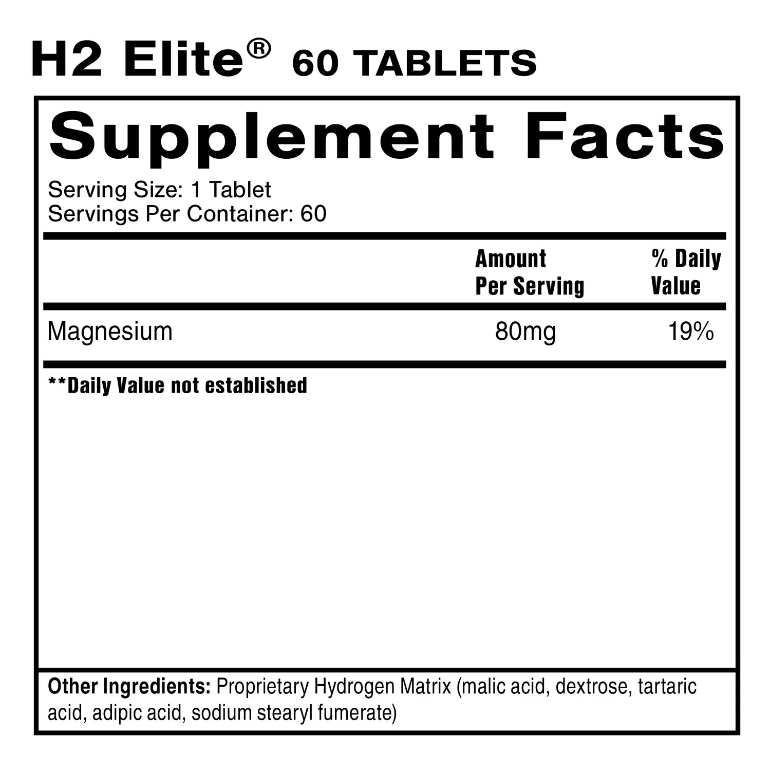 Quicksilver Scientific H2 Elite hydrogentabletter 60 stk energi