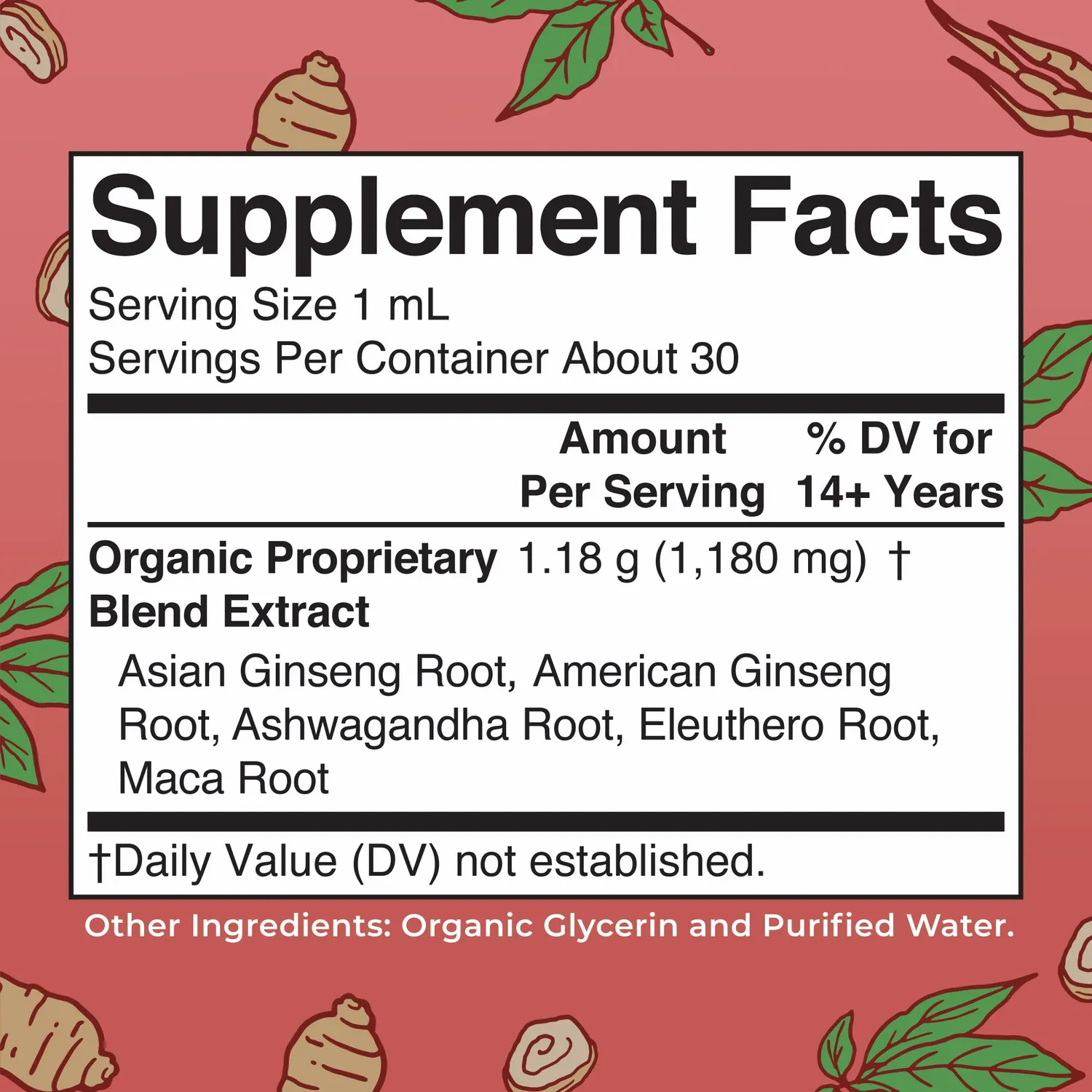 MaryRuth's Ginseng Vitality urtedråper 30 doser adaptogen